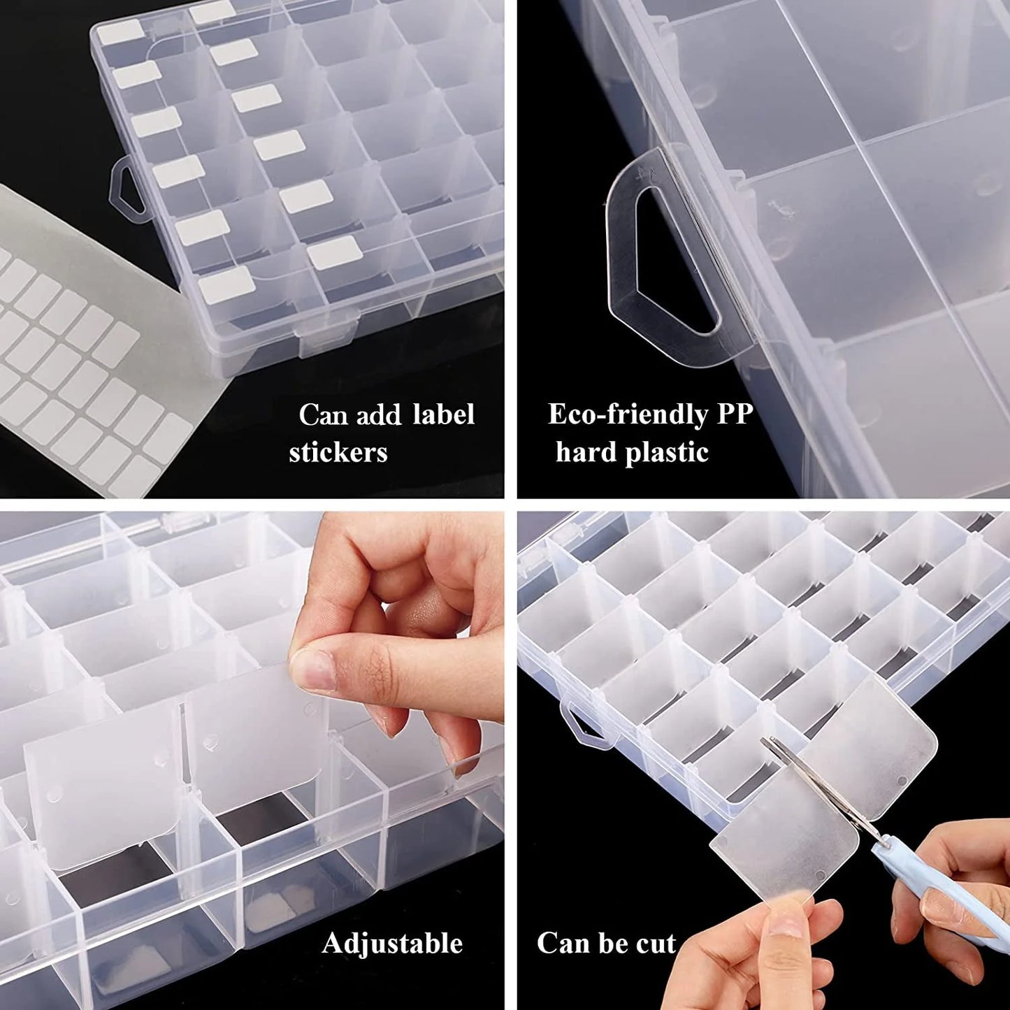 36 Grids Clear Plastic Organizer Jewelry Storage Box With Adjustable Dividers Transparent Organizer Box (1pc) - Happy Price - Image 5