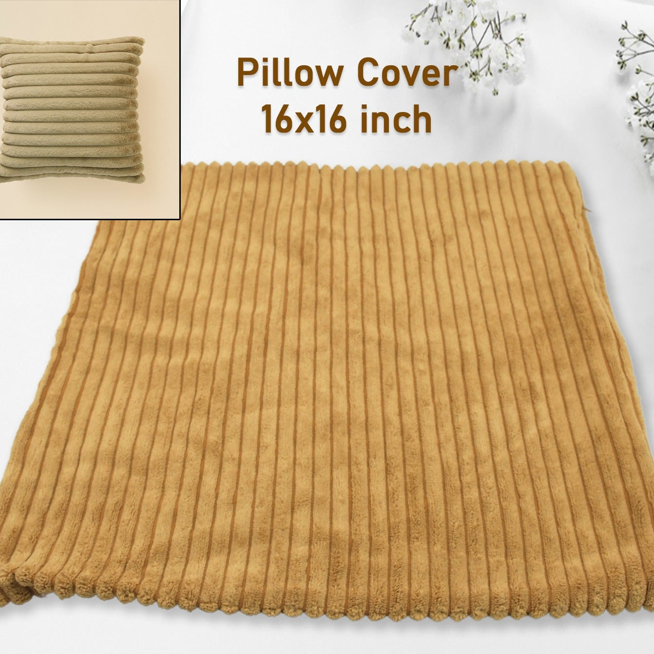 4317 Throw Pillow Covers 16x16 Inch Pack Of 1 Couch Pillows Cover Soft Corduroy Decorative Pillow Covers Square Pillowcase For Bed Sofa Chair Bedroom Home Farmhouse Decor (1 Pc)
