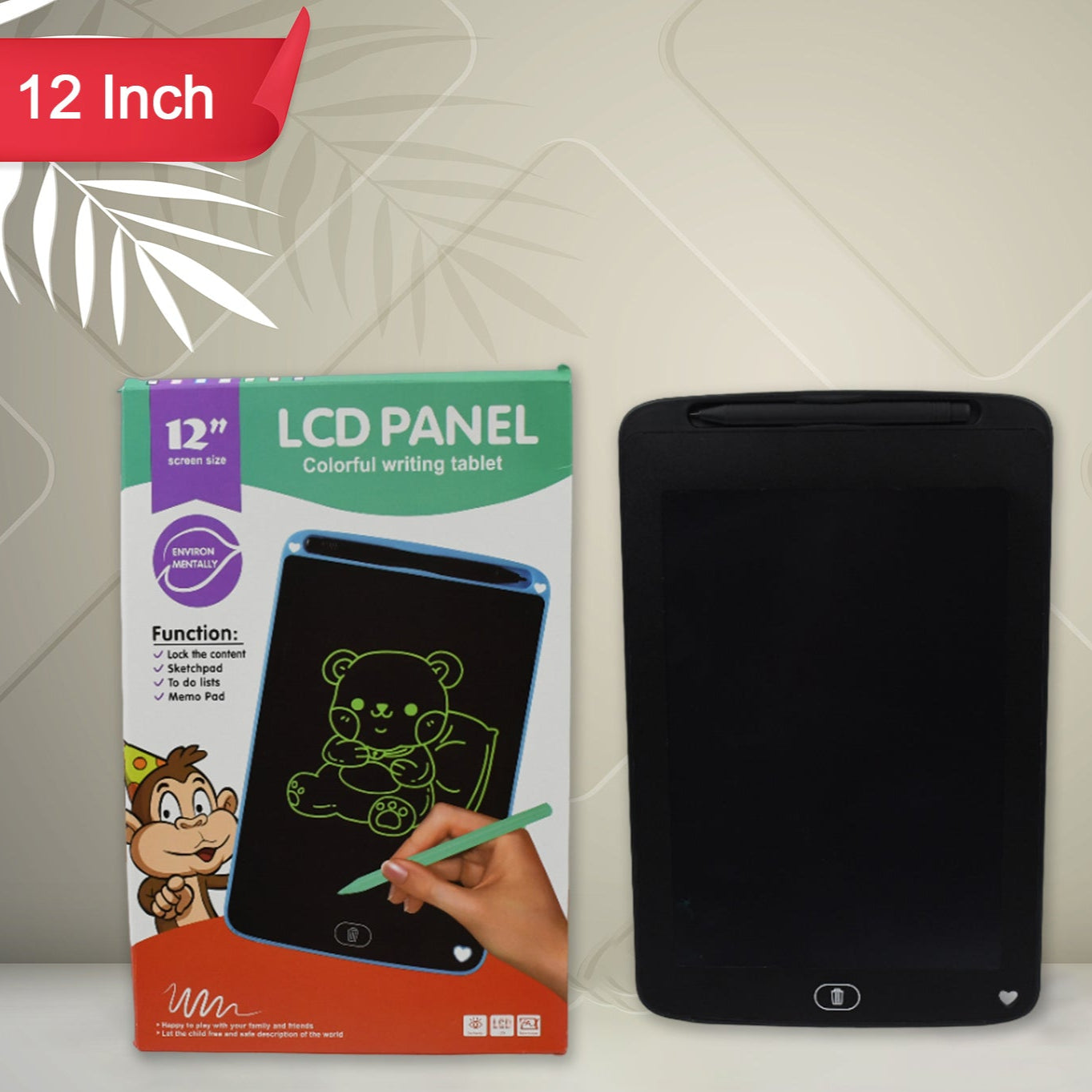 Portable Lcd Writing Board Slate Drawing Record Notes Digital Notepad With Pen Handwriting Pad Paperless Graphic Tablet For Kids 12 Inch - Happy Price - Image 1