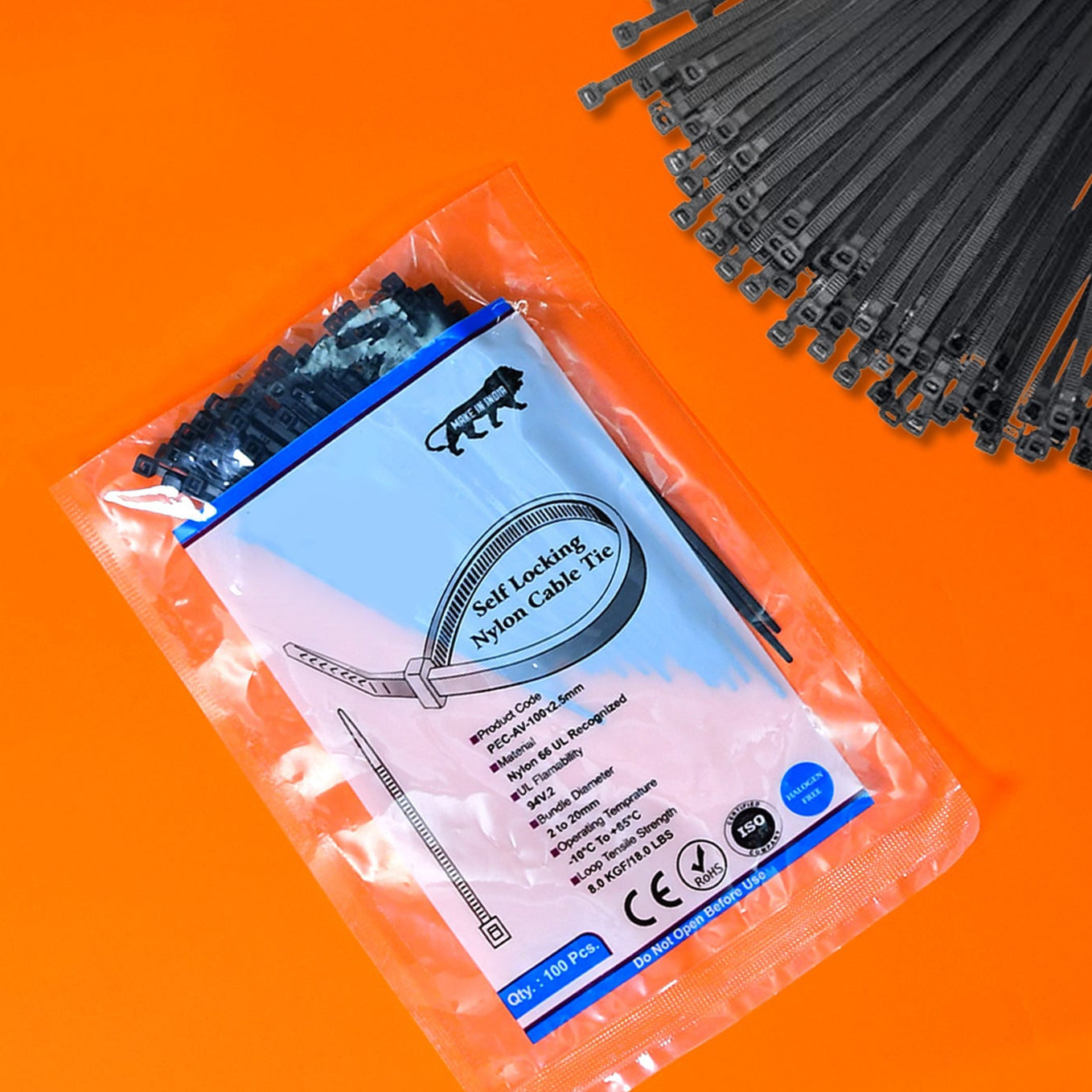 3x100mm Nylon Self Locking Cable Ties Heavy Duty Strong Zip Wire Tie. Pack Of 100pc - Happy Price - Image 1