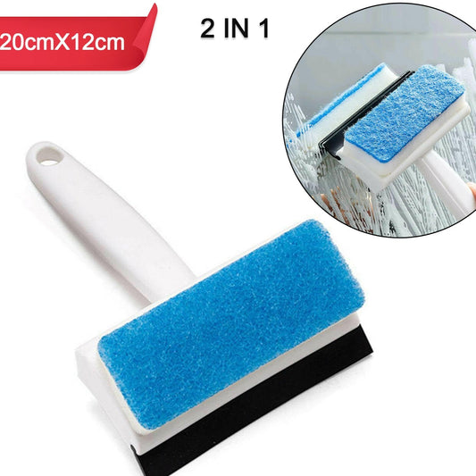 2 In 1 Glass Wiper Cleaning Brush Mirror Grout Tile Cleaner Washing Pot Brush Double-sided Glass Wipe Bathroom Wiper Window Glass Wiper - Happy Price - Image 1