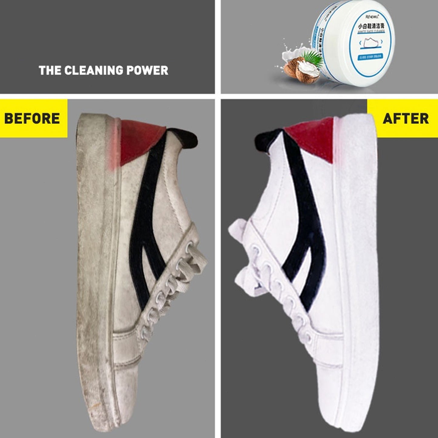 Stain Remover Cleansing Cream For Shoe Polish Sneaker Cleaning Kit Shoe Eraser Stain Remover White Rubber Sole Shoe Cleaner White Shoe Cleaning Cream Stain Remover (120 Gm Approx) - Happy Price - Image 5