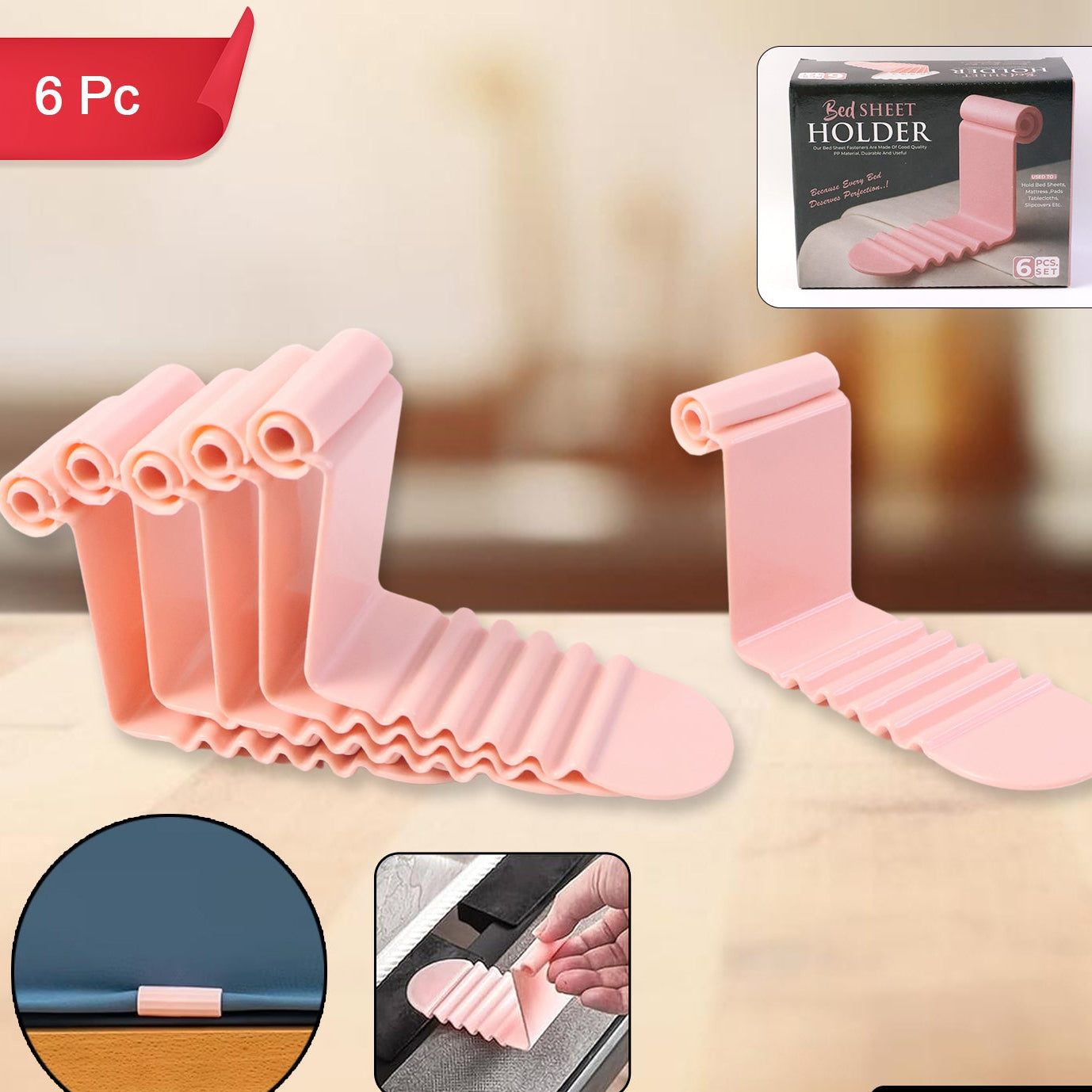 6 Pcs Universal Bed Sheet Grippers - Anti-Slip Mattress Fasteners - Happy Price - Image 1