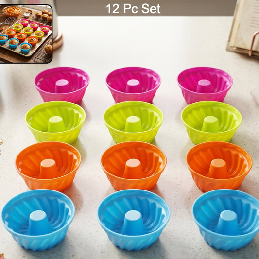 Silicone Baking Cups Set - 12 Piece Reusable Muffin Moulds - Happy Price - Image 1
