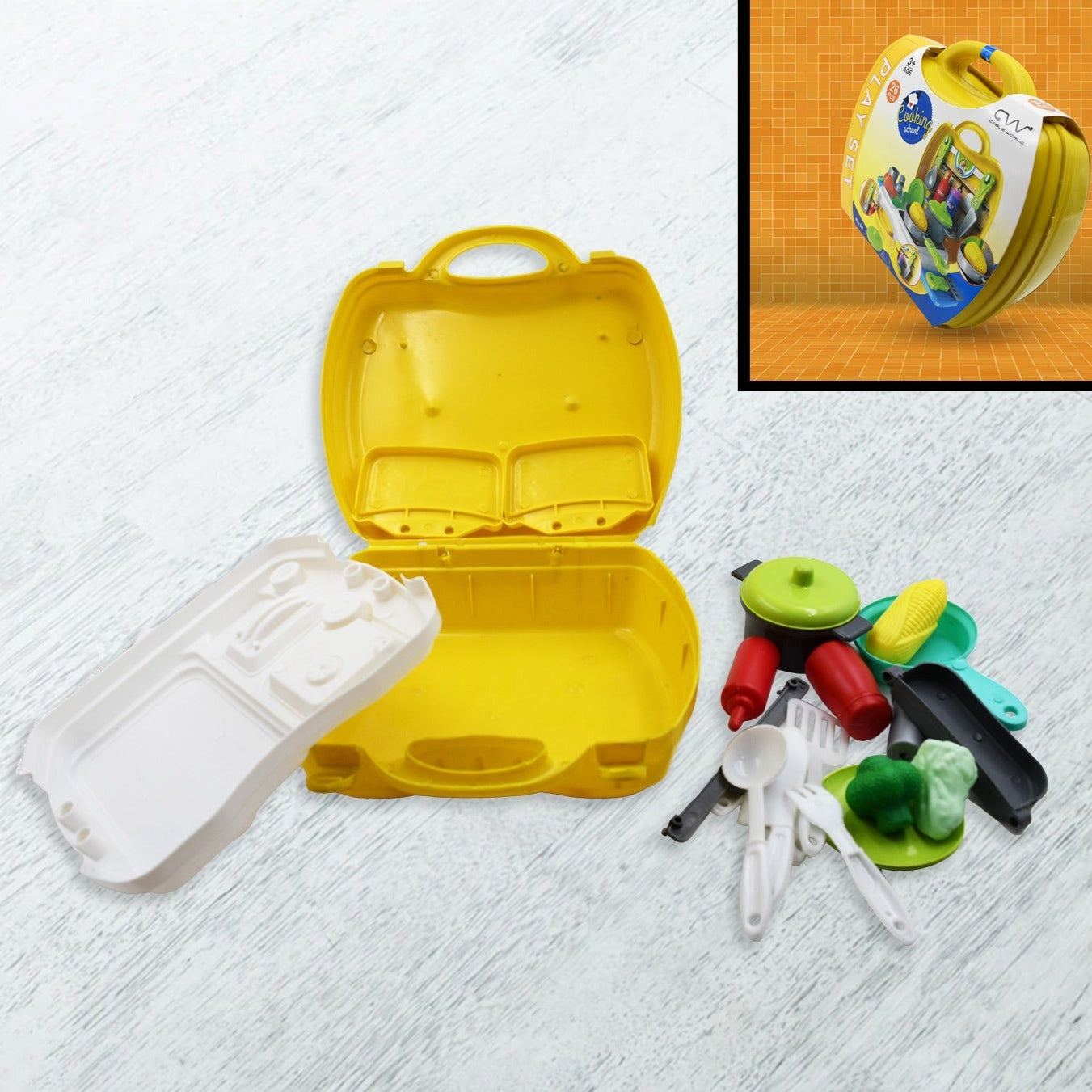 Cooking Toy Plastic Kids Cooking School Play Set (26 Pc Set) - Happy Price - Image 1