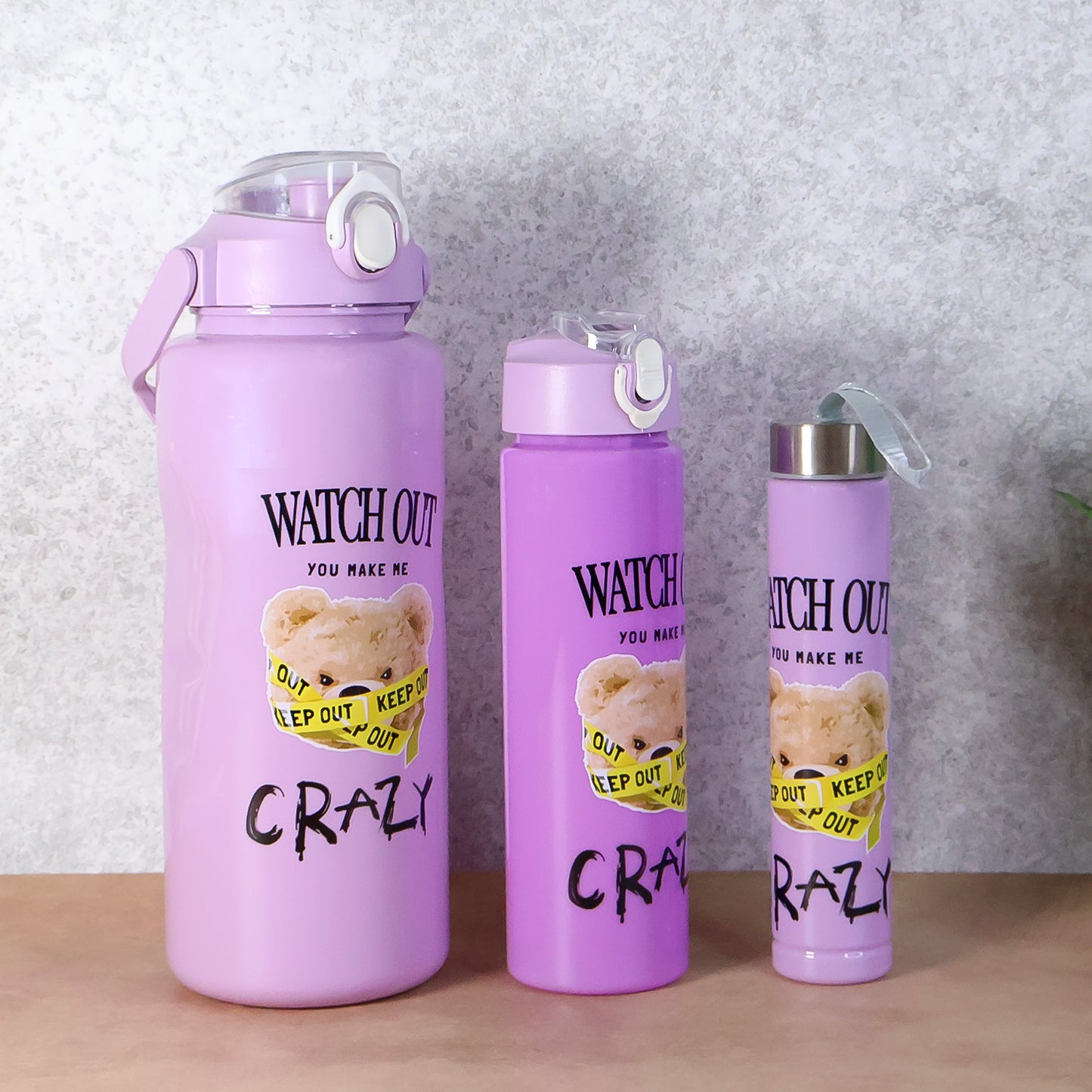 Set of 3 Printed Water Bottles - 2000ml, 900ml, 300ml - Happy Price - Image 3