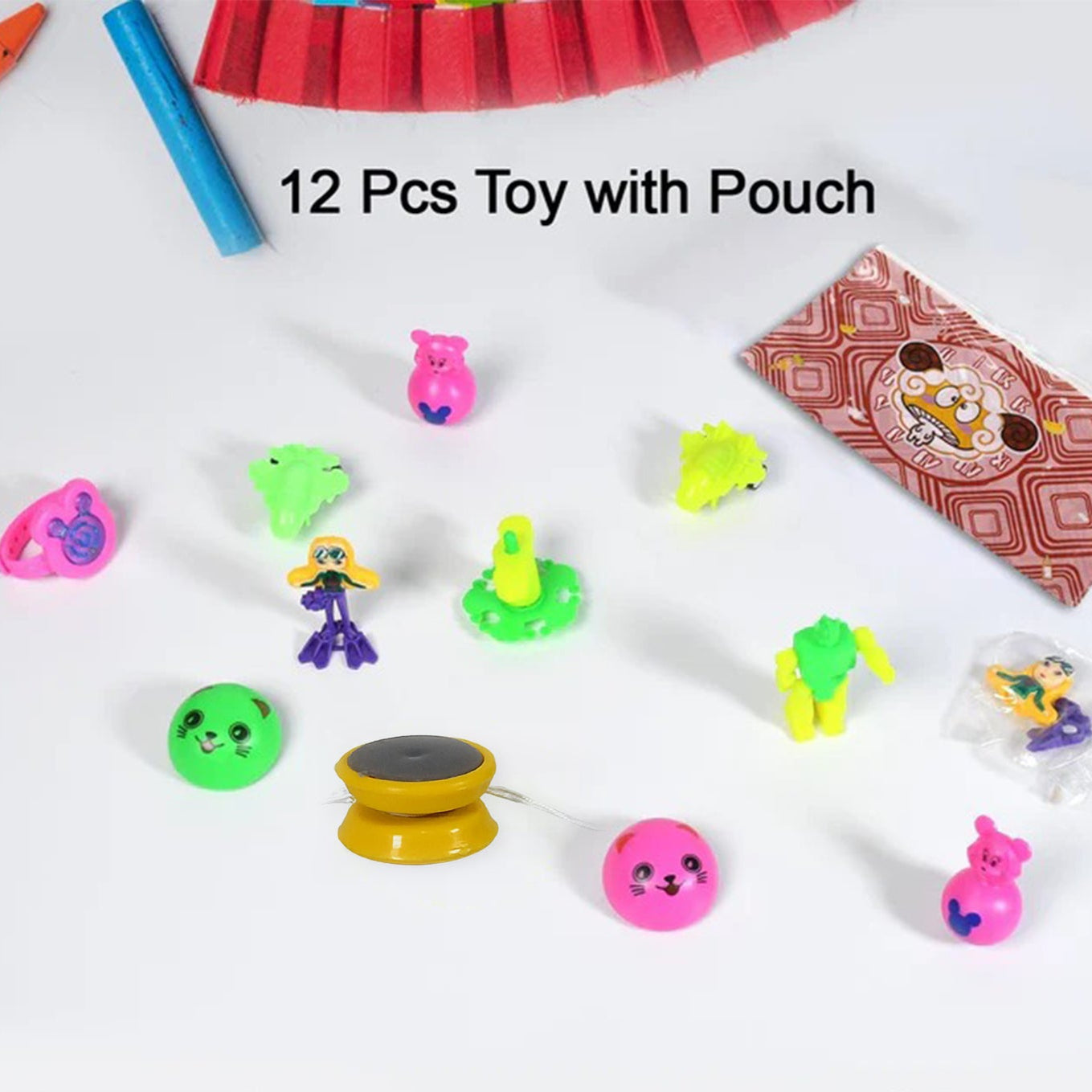 4488 12pc Mix All New Toy And Plastic Pouch Mix All Types Playing Toy For Kids - Happy Price - Image 1
