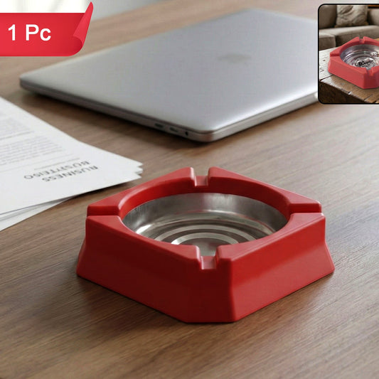 Heat-Resistant Ashtray with Stainless Steel Inner Bowl - 1 Pc - Happy Price - Image 1