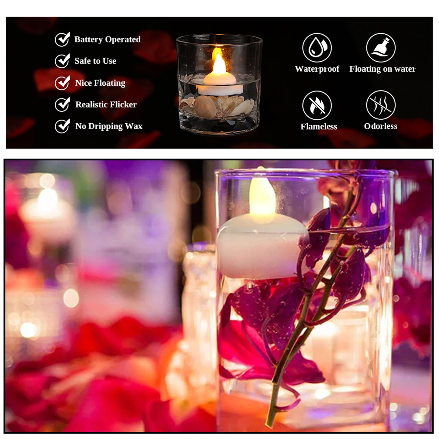 Set Of 12 Flameless Floating Candles Battery Operated Tea Lights Tealight Candle - Decorative Wedding. - Happy Price - Image 6