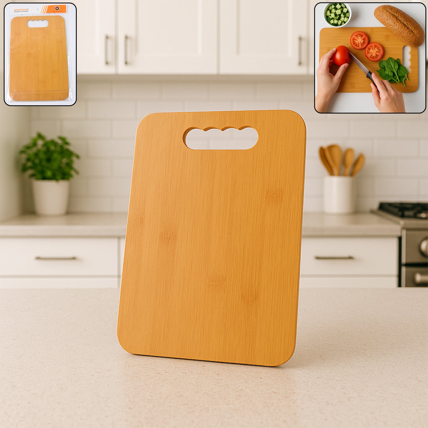 Natural Wood Cutting Board for Kitchen - Vegetable & Meat Prep - Happy Price - Image 3