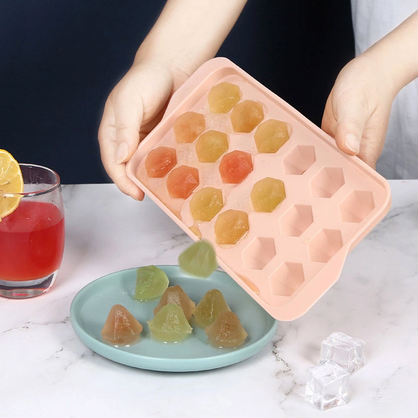 18 Cavity Diamond Shape Plastic Ice Tray - 1 Pc - Happy Price - Image 4