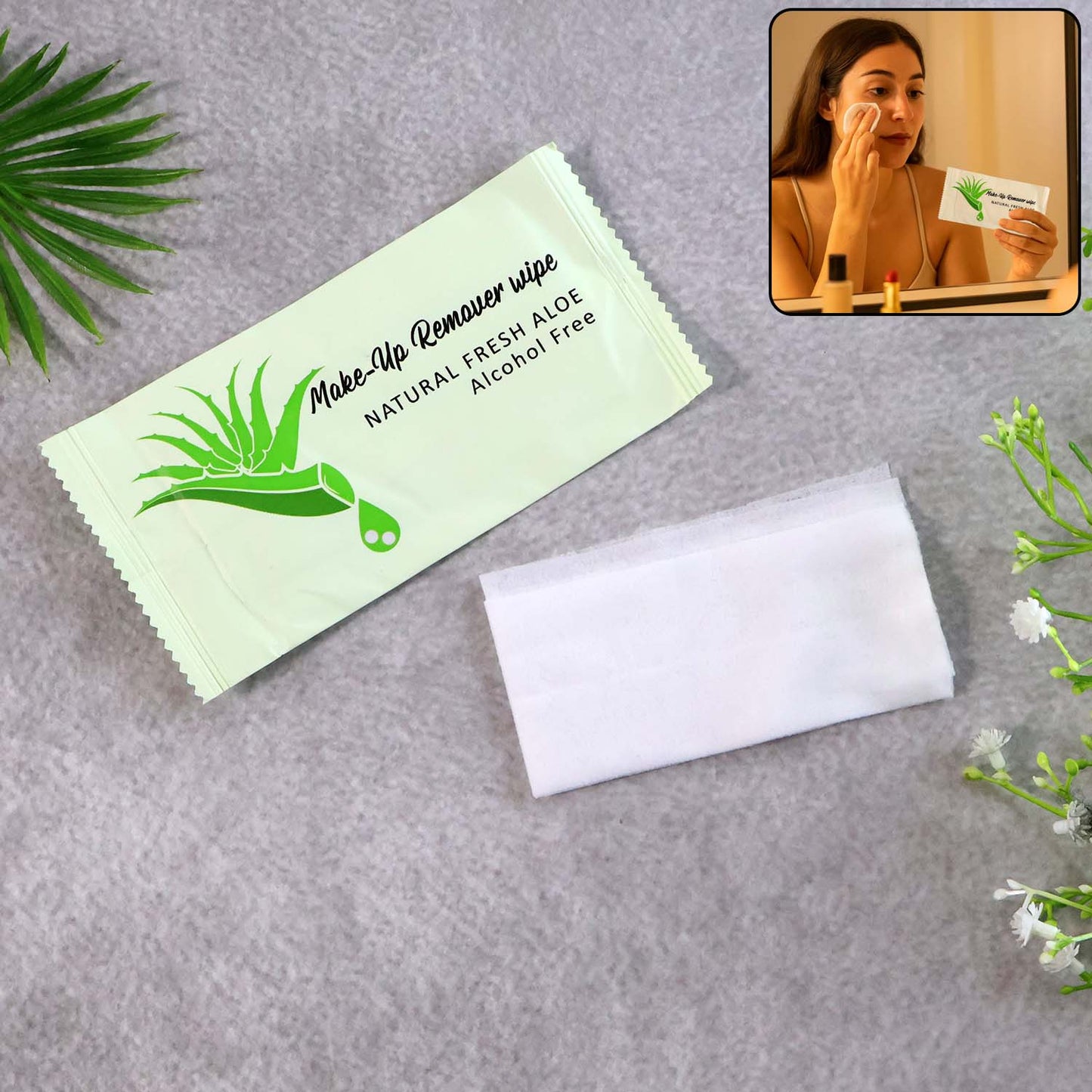 Aloe Vera Makeup Remover Wipes - Gentle Alcohol-Free Cleansing (1 Pc) - Happy Price - Image 2