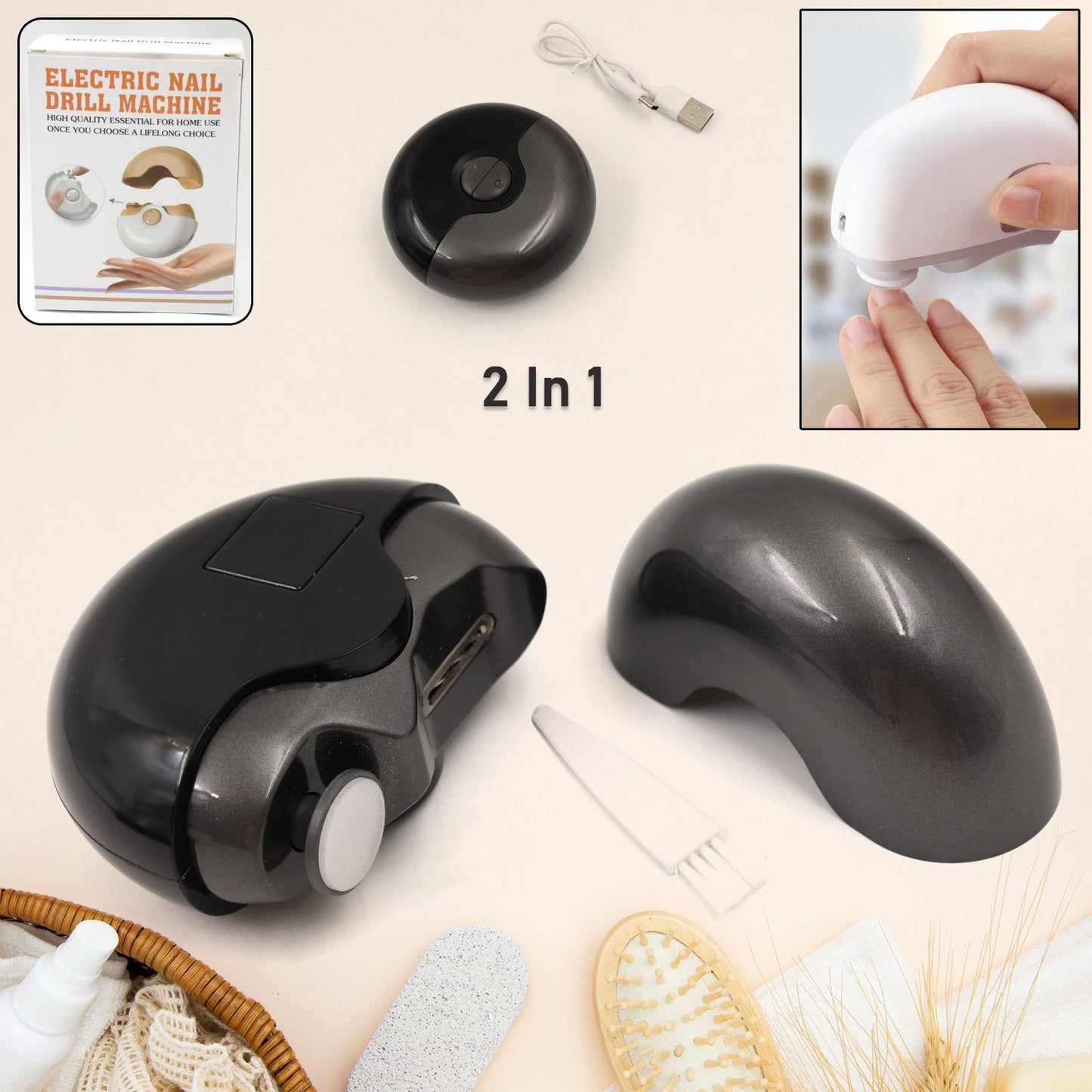 2-in-1 Electric Nail Clippers Nail File With Light (1 Pc) - Happy Price - Image 2