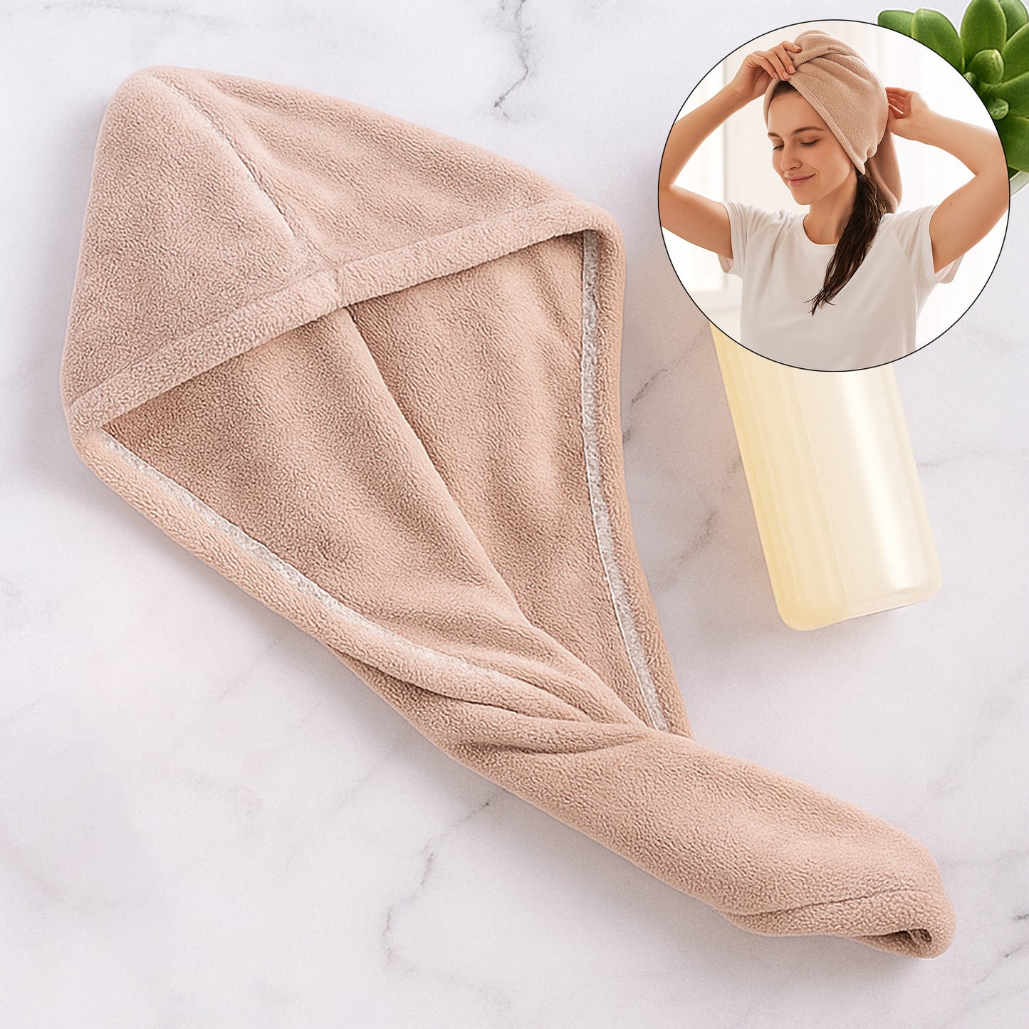 Microfiber Hair Turban for Quick Drying - Super Absorbent & Gentle (1 Pc) - Happy Price - Image 2