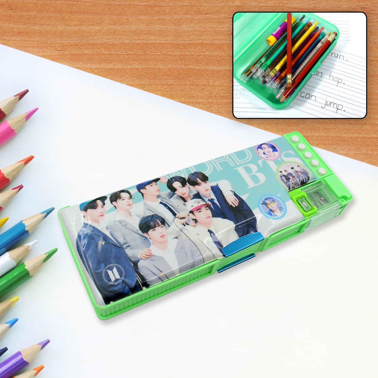 Multipurpose Compass Box Pencil Box With 2 Compartments For School Cartoon Printed Pencil Case For Kids Birthday Gift For Girls  Boys Cartoon Printed Pencil Case For Kids. - Happy Price - Image 2