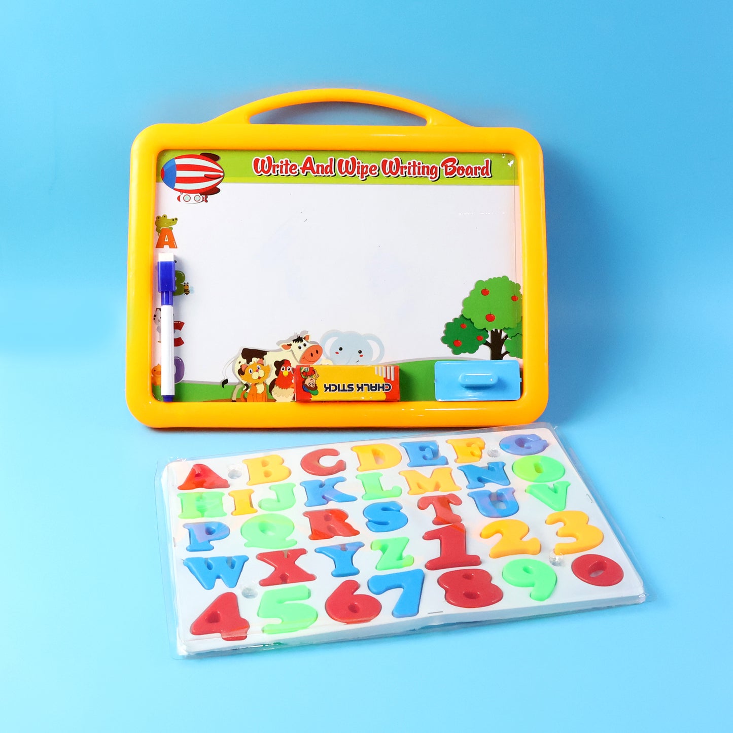 2-in-1 Kids Double-Sided Writing Board Set - Whiteboard & Blackboard with Magnetic Learning Pieces - Happy Price - Image 5