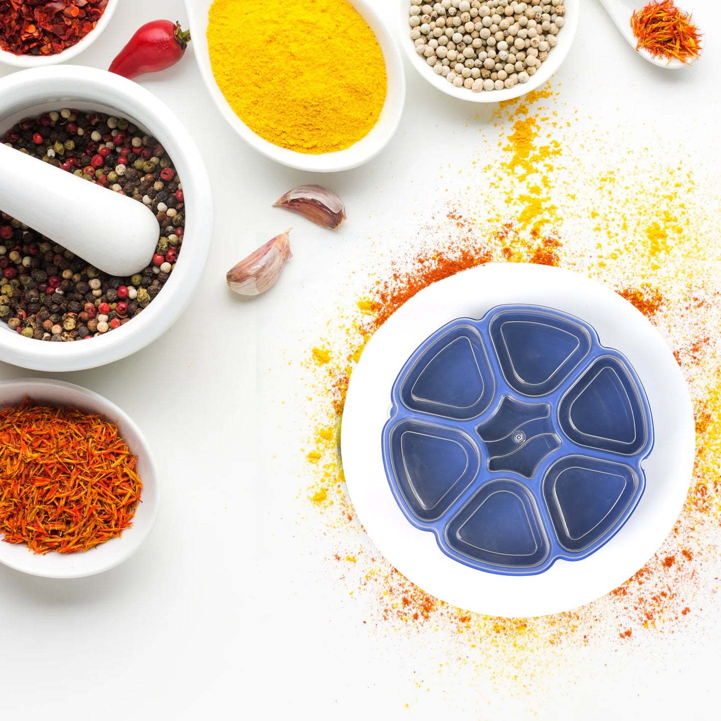 Unique Design Multipurpose Masala  Spice Box Container Spice Box For Kitchen  Masala Container  ( Plastic 7 Section ) - Happy Price - Image 4