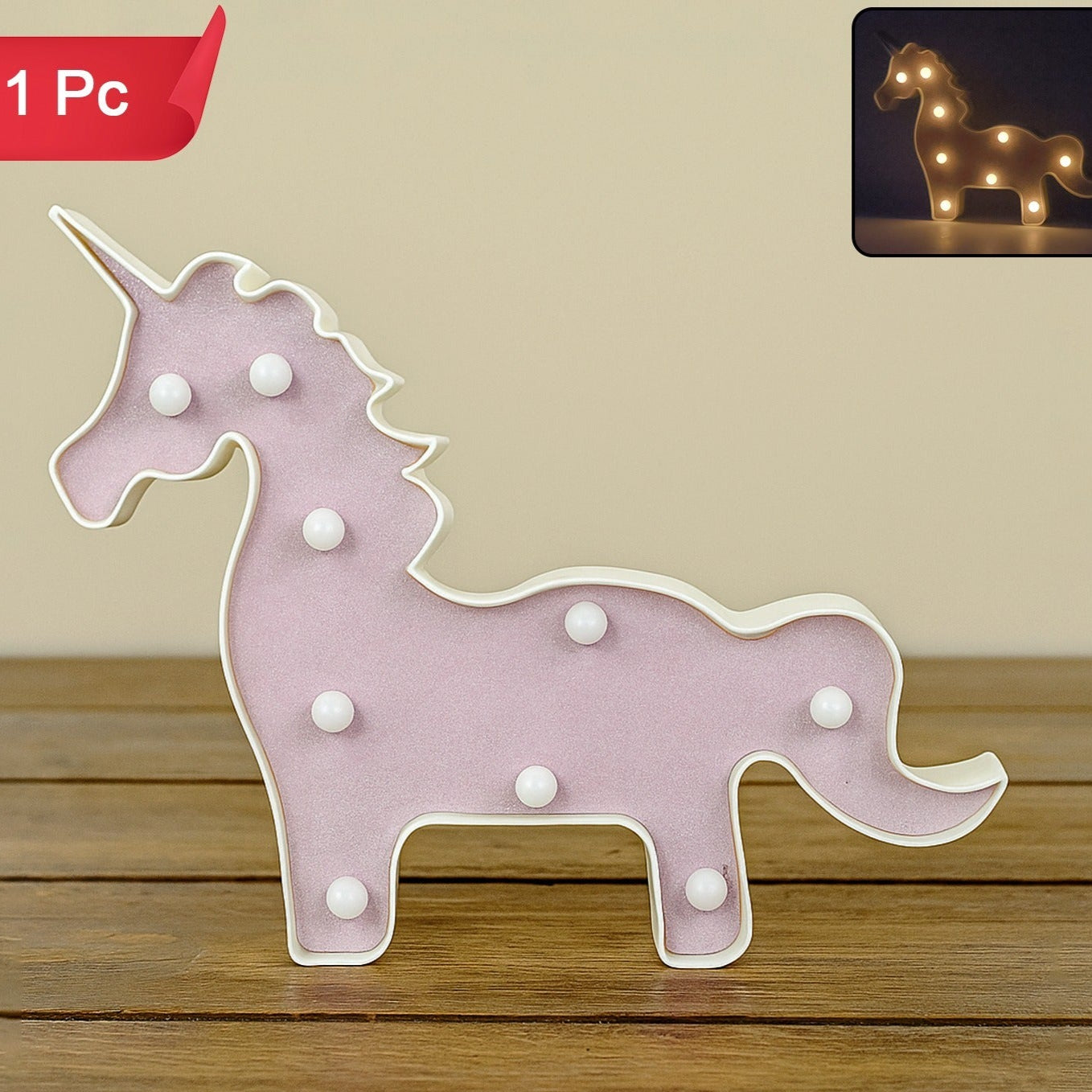Unicorn Shaped LED Decorative Night Light - 1 Pc Battery Operated Lamp for Kids Room - Happy Price - Image 1