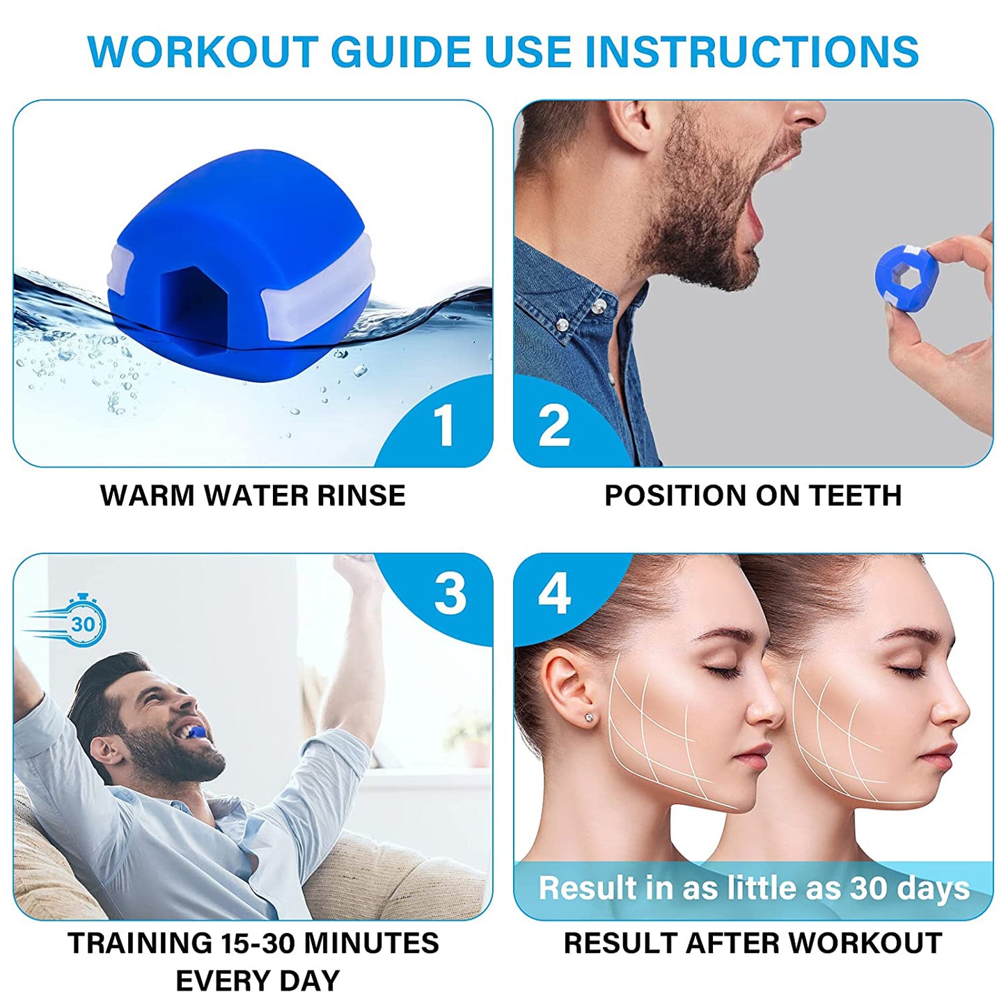 Dark Blue Jaw Exerciser Used To Gain Sharp And Chiselled Jawline Easily And Fast - Happy Price - Image 4