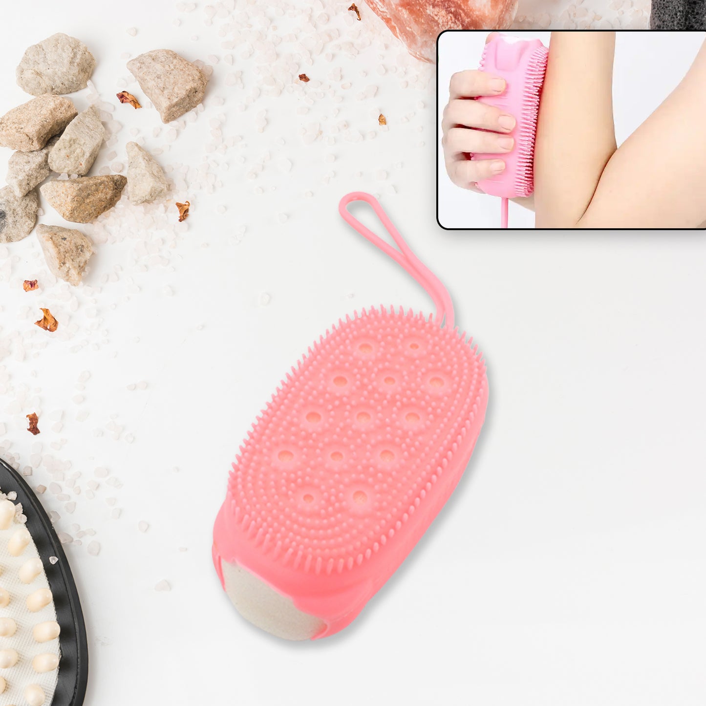 Silicone Super Soft Silicone Bath Brush Double-sided Body Scrubber Brush For Deep Cleasing Exfoliating Ultra-soft Scrubber(1 Pc) - Happy Price - Image 6
