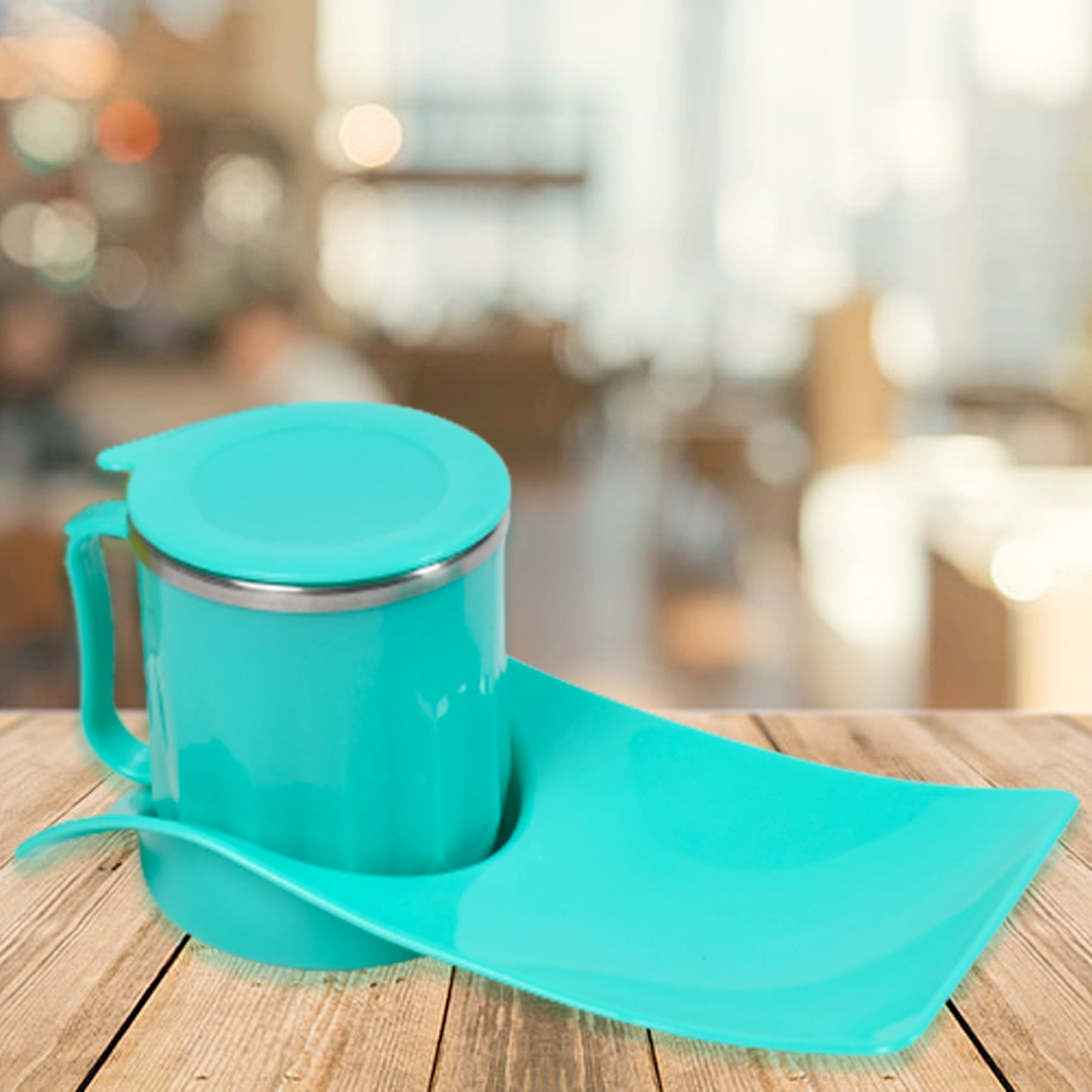 Snacks Tray  Inside Steel Cup 350ml Break Time Tray For Kids  Home Use - Happy Price - Image 4