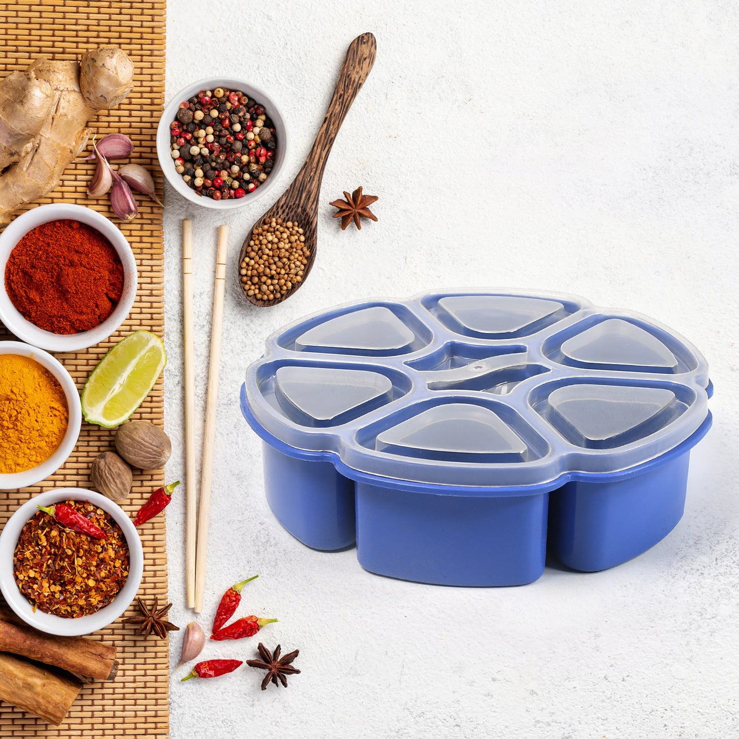 Unique Design Multipurpose Masala  Spice Box Container Spice Box For Kitchen  Masala Container  ( Plastic 7 Section ) - Happy Price - Image 3