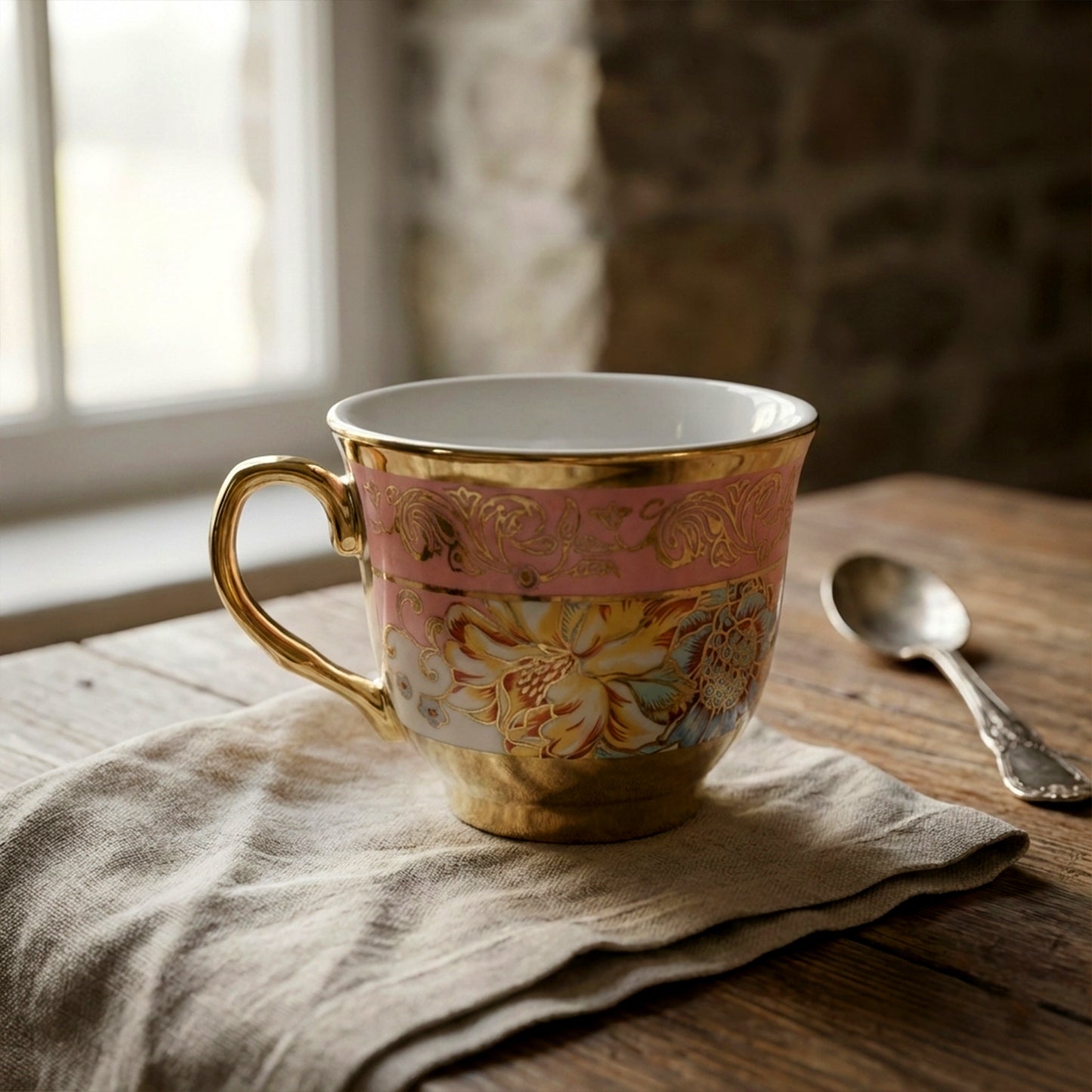 Elegant Floral Porcelain Tea Cup and Saucer Set - 12 Piece - Happy Price - Image 4