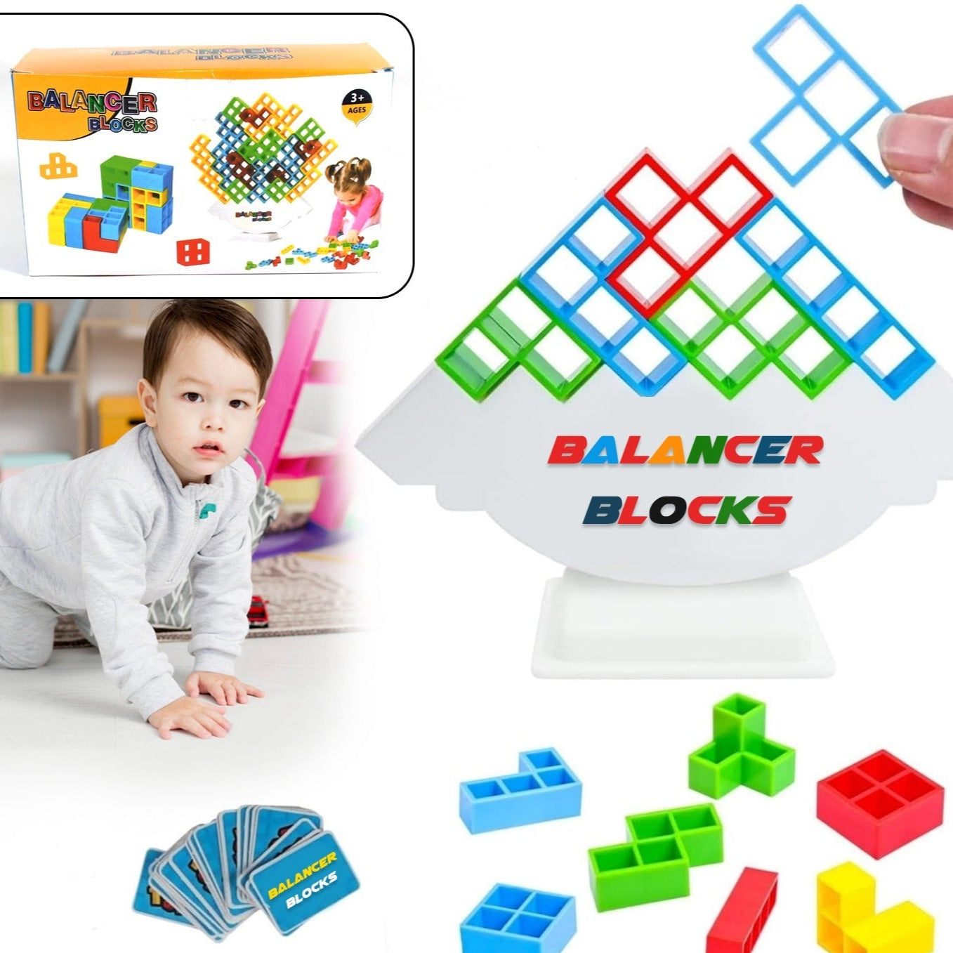 3d Tower Game Tower Balance Game Tower Stacking Game Adult Kid Tower Stacking Blocks Balance Game Blocks Building Toys For Kids Age 3+ Years (16 Pcs Set) - Happy Price - Image 1