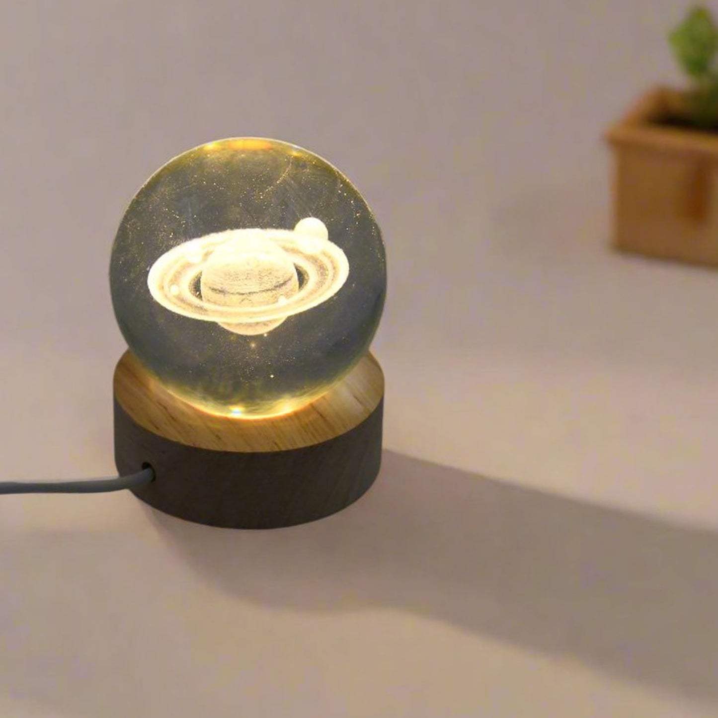 Astronaut  3d Crystal Ball Lamps With Wood Base (1 Pc) - Happy Price - Image 4