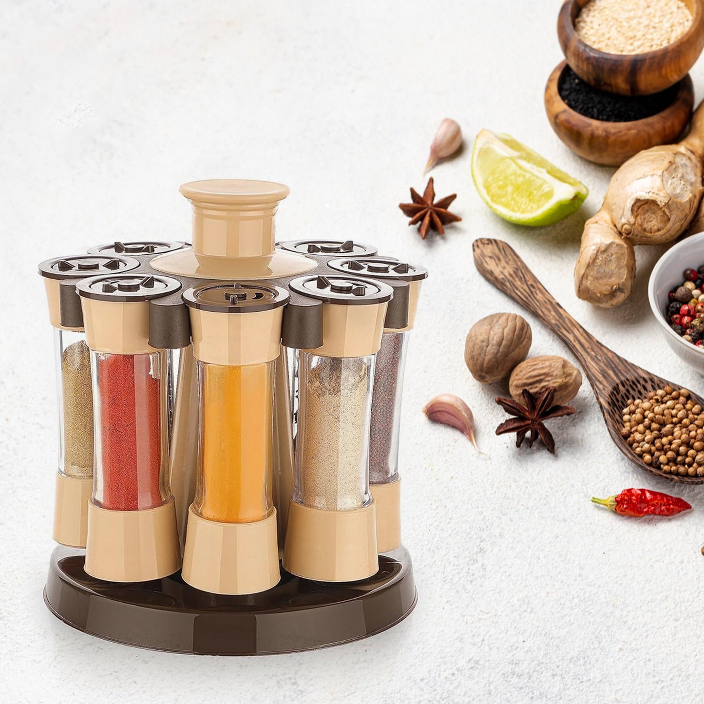 360 Revolving Spice Rack For Kitchen And Dining Table 8 Spice Jars - Happy Price - Image 6