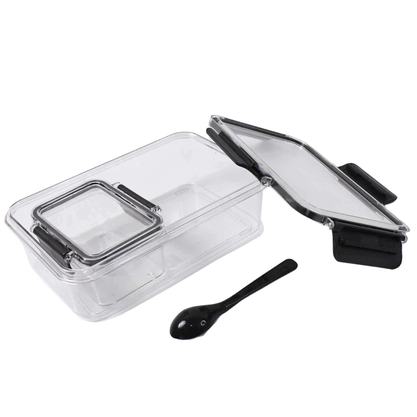 Plastic Kitchen Storage Container Big 800 Ml  Small 250 Ml With Air Seal Lock Lid  Spoon - Happy Price - Image 4