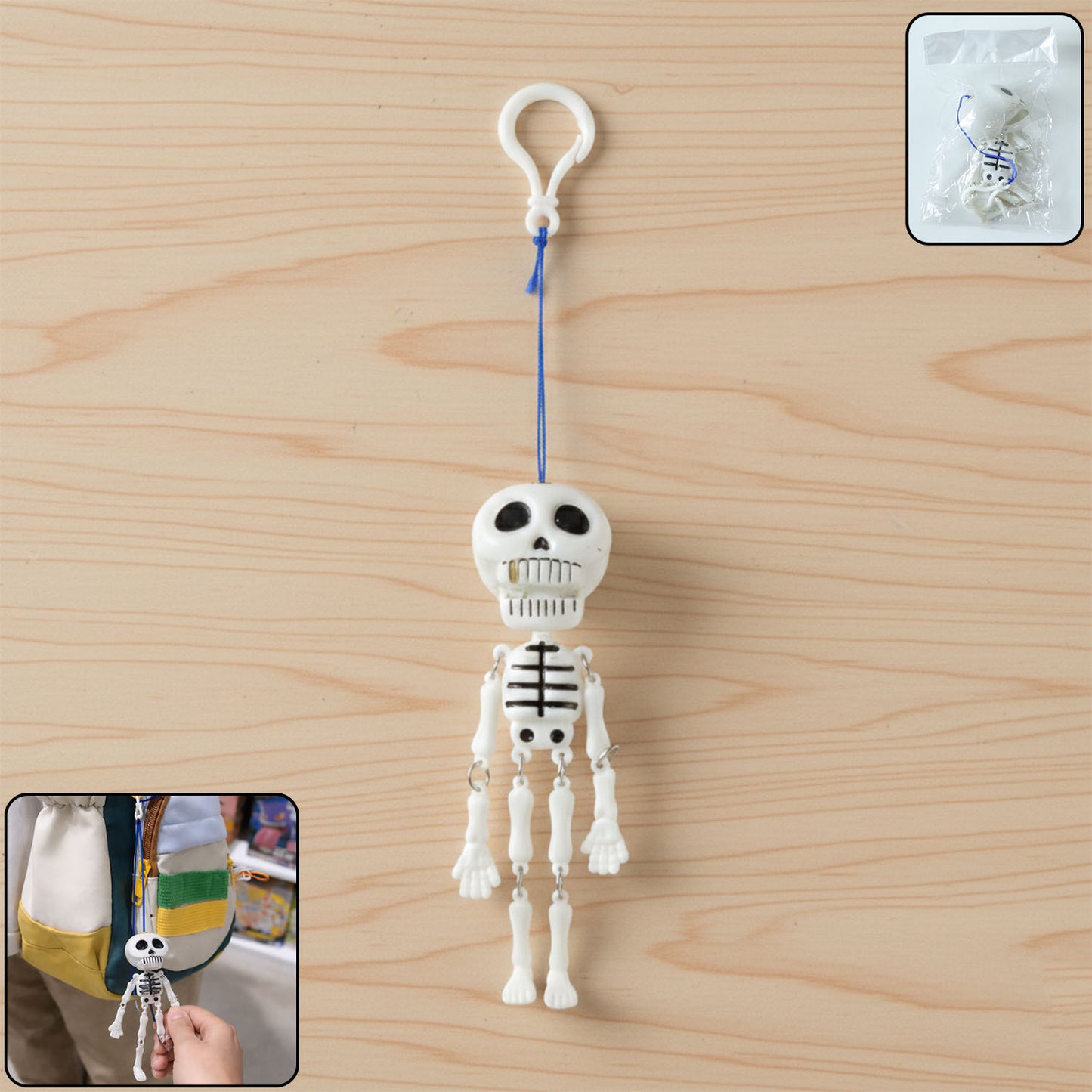 Hanging Skeleton Doll Keychain - Fun Bag Charm & Backpack Accessory (1 Pc) - Happy Price - Image 2