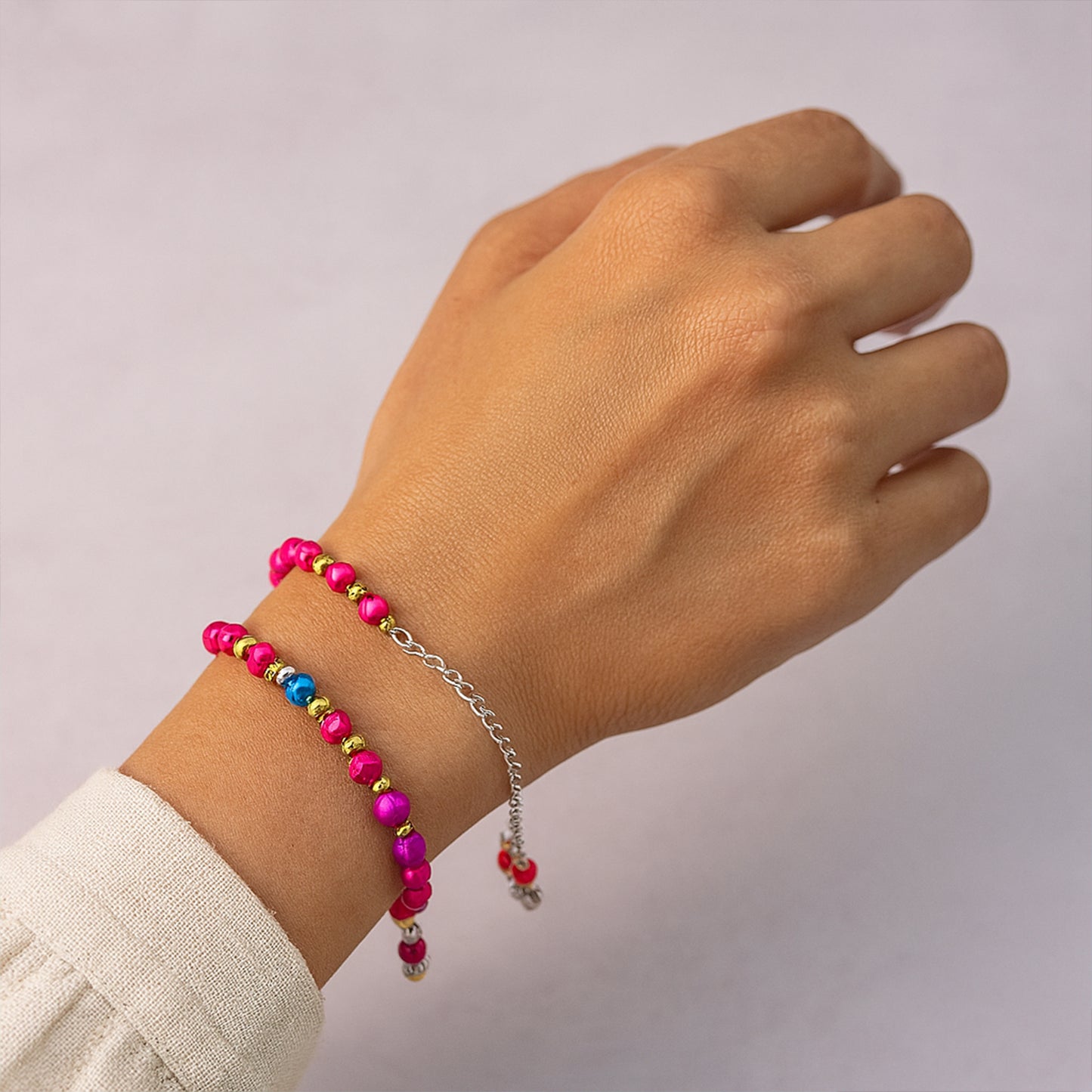 Traditional And Trendy Beaded Bracelet With Adjustable Chain (1 Pc) - Happy Price - Image 4