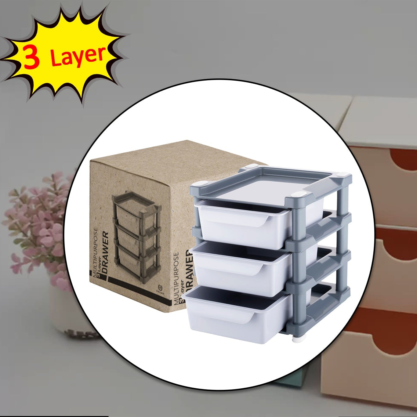 Mini 3 Layer Drawer Used For Storing Makeup Equipments And Kits Used By Womens And Ladies. - Happy Price - Image 1