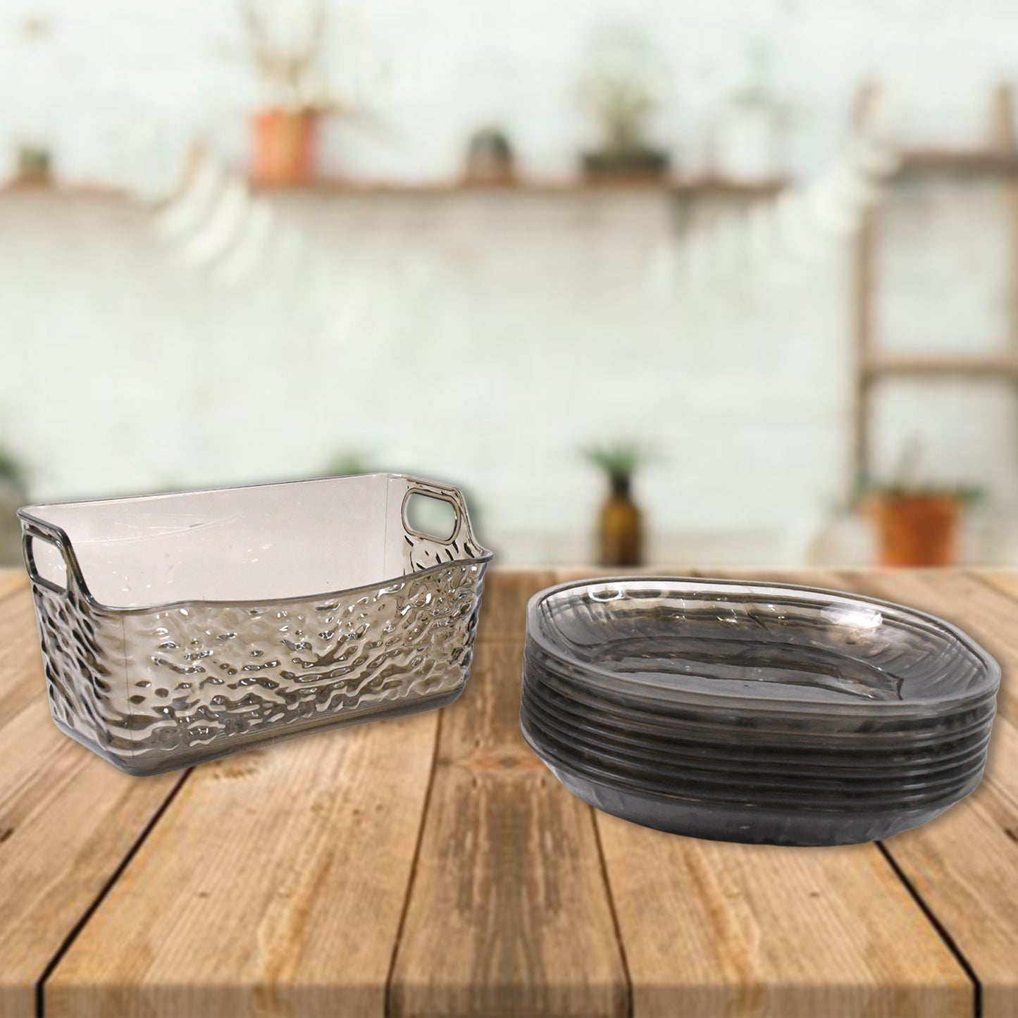 Plastic Household Plates Dinner Plates Dish Tray Skewer Bone Plate Set (10 Pcs Set) - Happy Price - Image 2