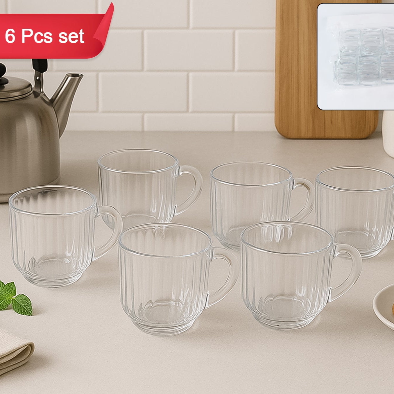 Unbreakable Transparent Plastic Tea Cups (Set Of 6 Pc) - Happy Price - Image 1