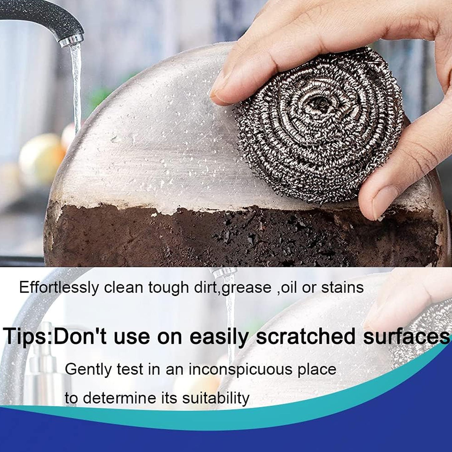 Kitchen Cleaning Tool Set Microfiber Kitchen Utensils High Performance Scouring Sponge Set Dish Sponge Stainless Steel Scouring Pad (6 Pcs Set) - Happy Price - Image 3
