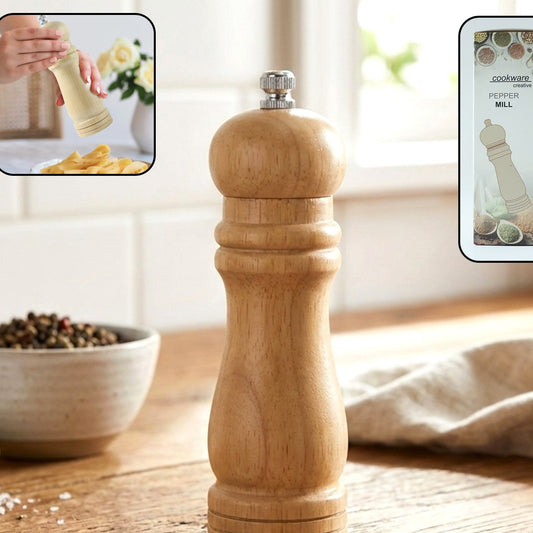 Classic Wooden Manual Pepper Grinder Mill (1 Pc) - Adjustable Coarseness for Fresh Spices - Happy Price - Image 1