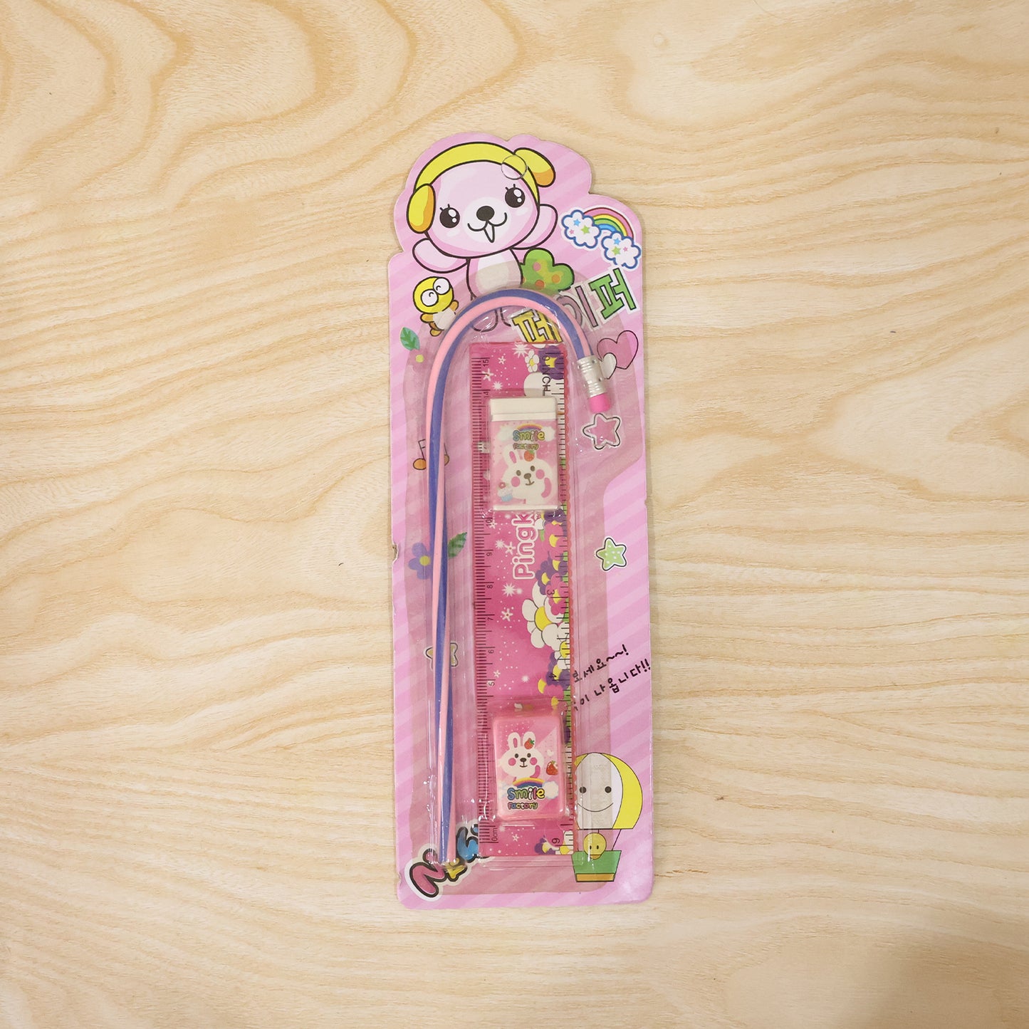 Cute Pink 4-in-1 Stationery Set for Kids - Ruler, Pencil, Eraser, Sharpener - Happy Price - Image 7