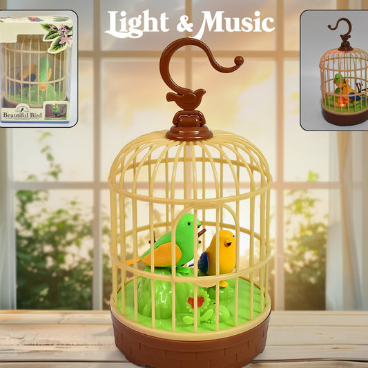 Sound Activated Chirping Bird In Hanging Cage Beautiful Pinjra Bird Toy (1 Pc  Battery Not Operated) - Happy Price - Image 1