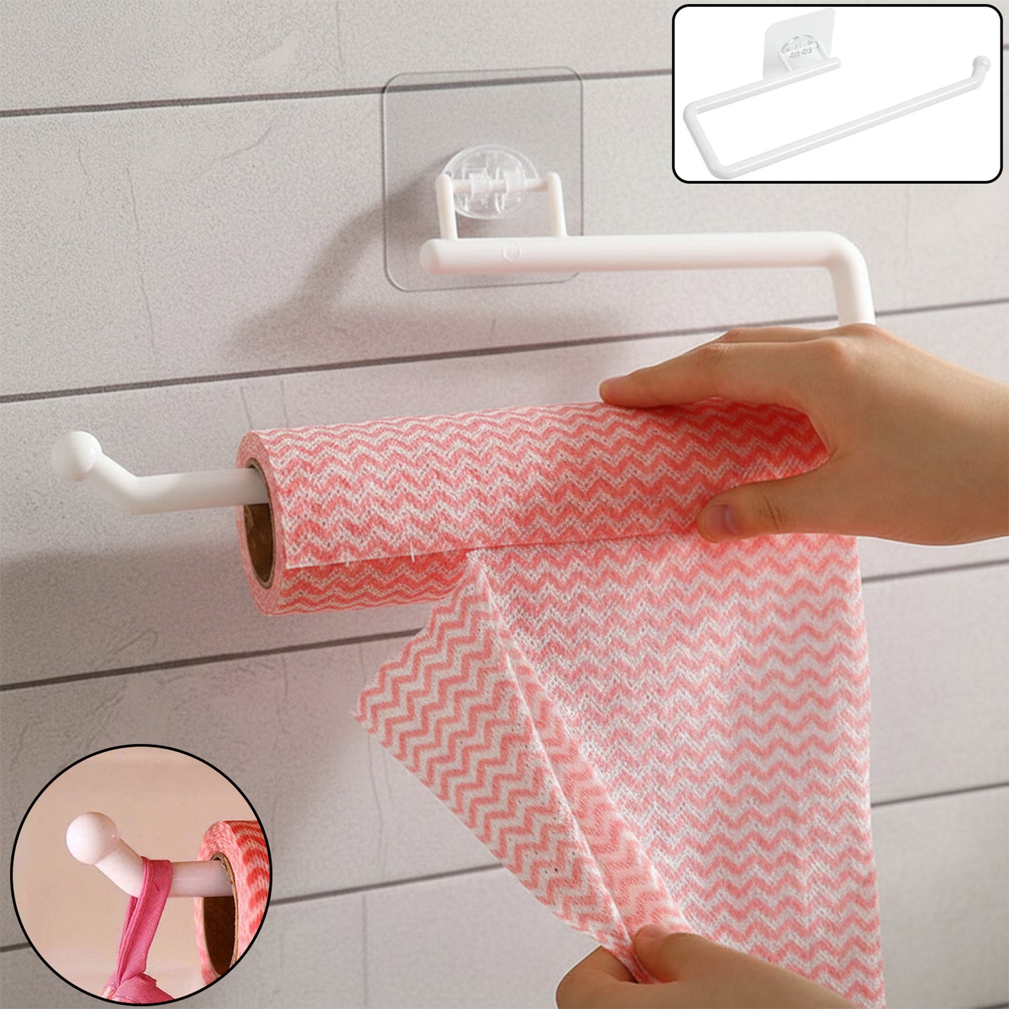 Wall Mounted Paper Towel Holder with Suction Cup - 1 Pc - Happy Price - Image 2