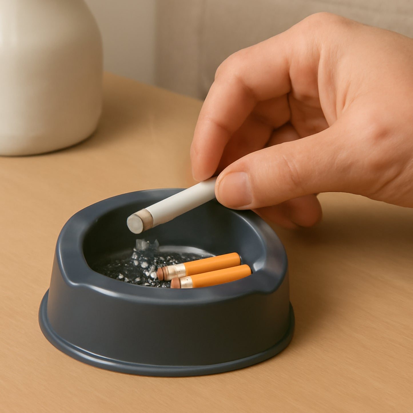 Oblivion Durable Plastic Ashtray With Wide Bowl And Triple Cigarette Holder Slots (1 Pc) - Happy Price - Image 4