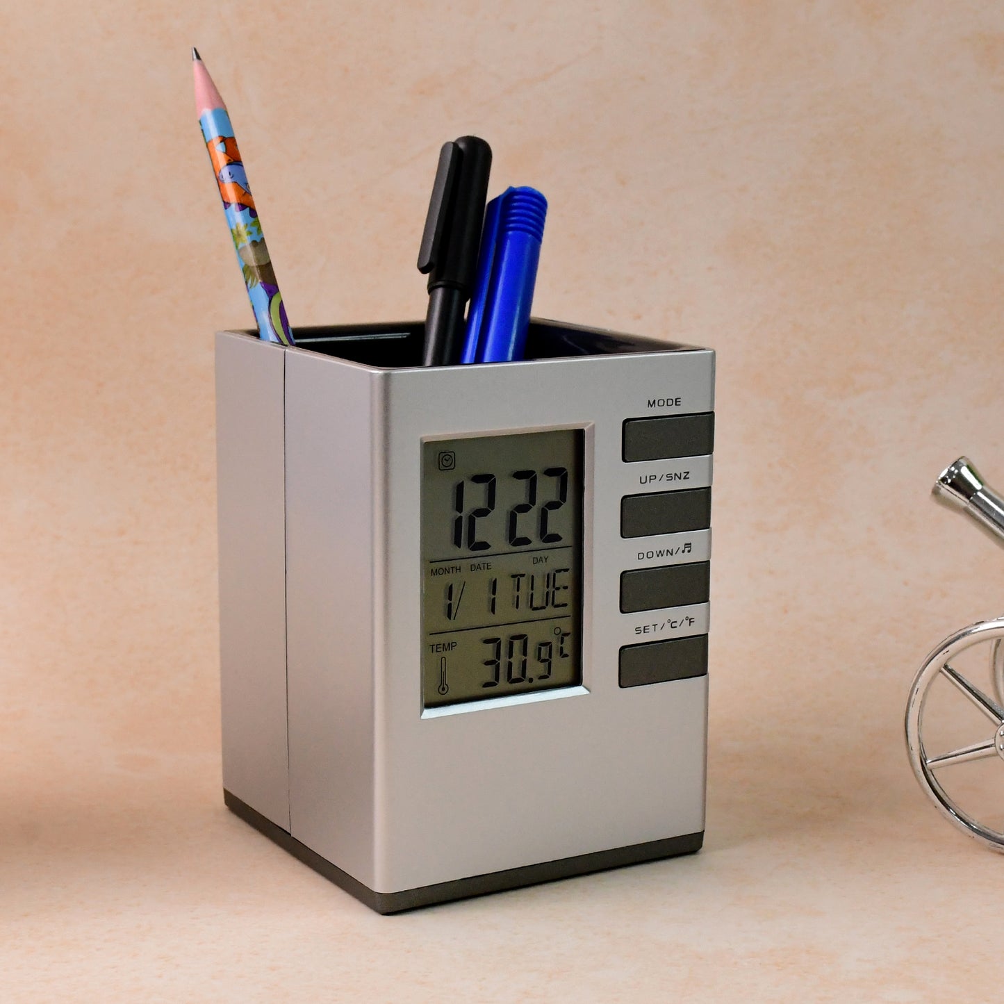 Multifunction Digital Desk Clock with Pen Holder - Time, Date, Temp & Alarm (1 Pc) - Happy Price - Image 6