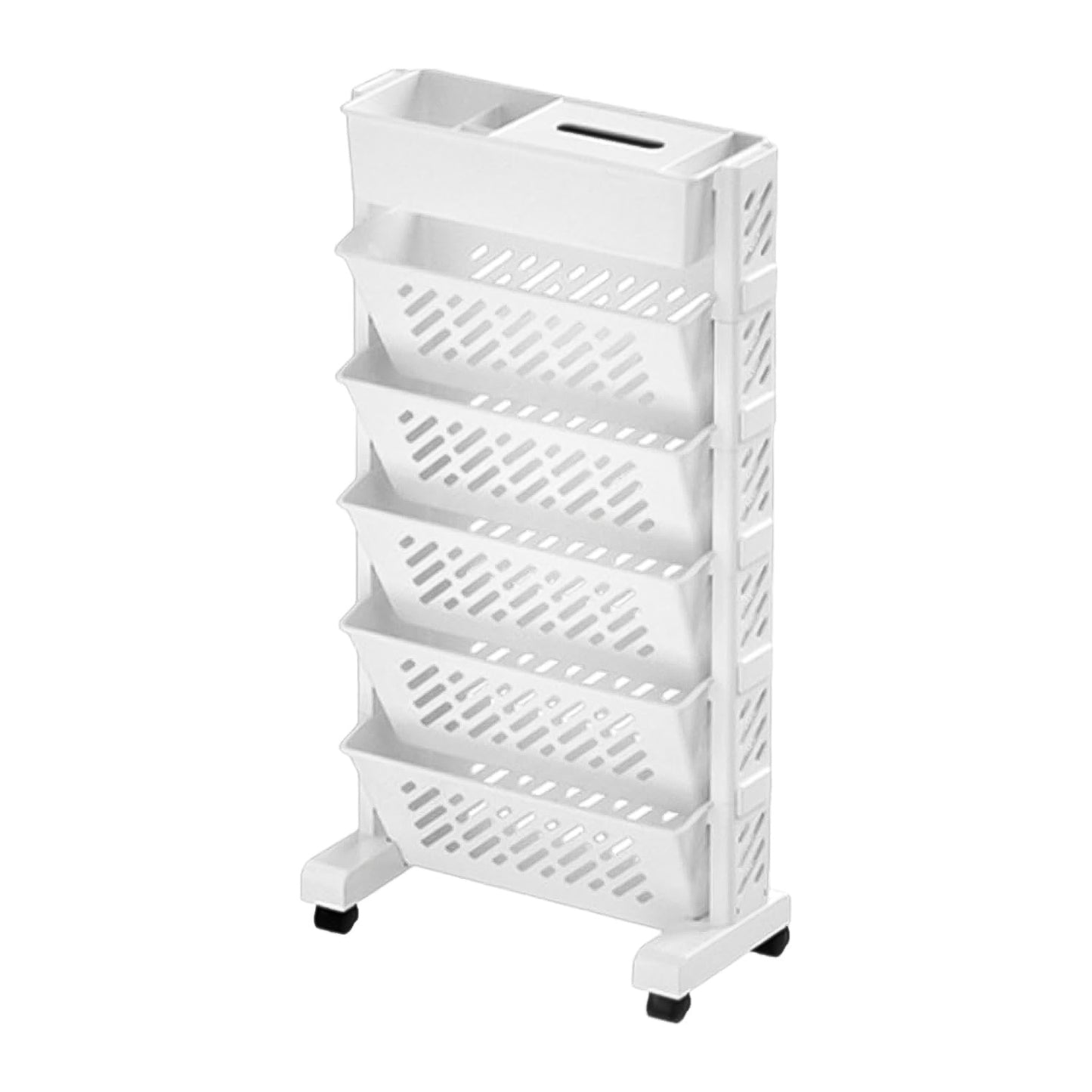 Movable Bookshelf Large Capacity Rotatable Plastic Rolling Organization Shelf  Rack - Happy Price - Image 4