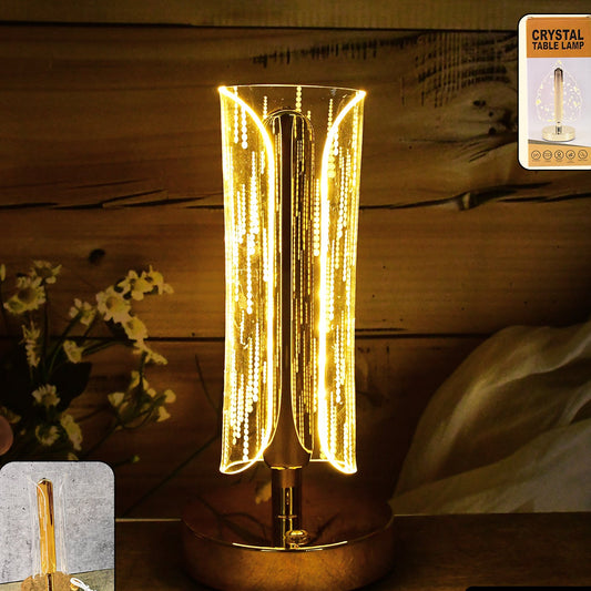 Crystal Cylinder LED Table Lamp with USB Charging - Modern Bedside Decor Light (1 Pc) - Happy Price - Image 1