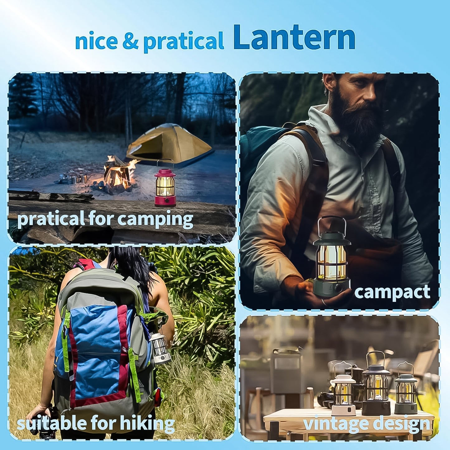 Led Camping Light Retro Style Lighting Battery Type-c Rechargeable (1 Pc) - Happy Price - Image 4
