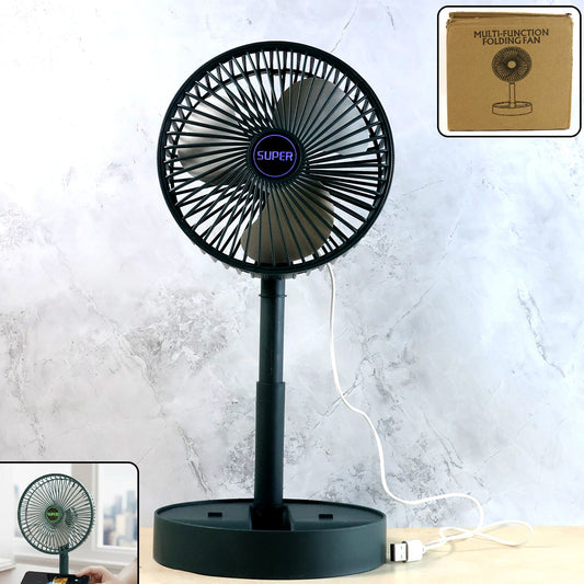 Portable USB Folding Desk Fan with Phone Holder - 1 Pc - Happy Price - Image 1
