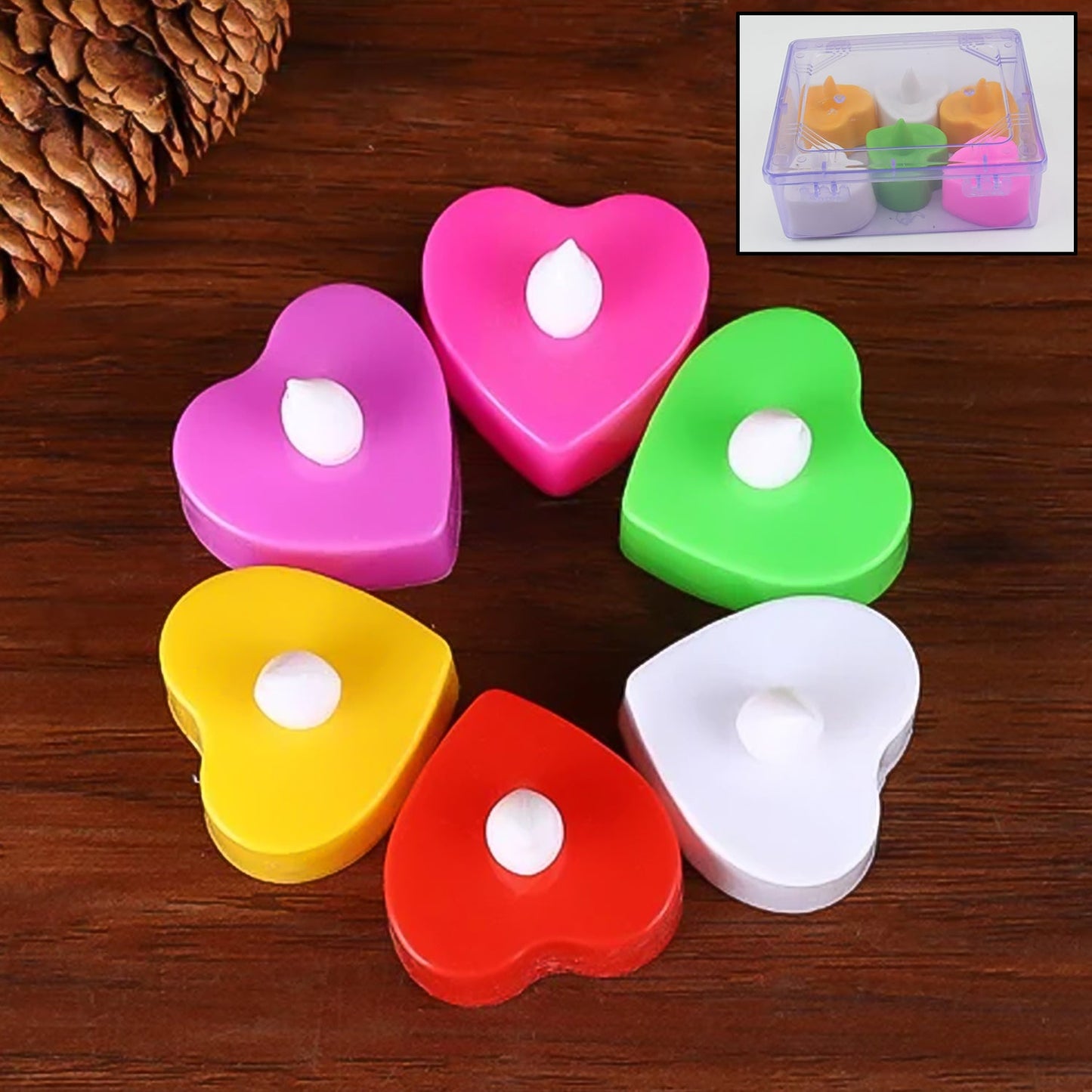 Led Tealights Smokeless Plastic Decorative Candles (Pack Of 6  Multicolor) - Happy Price - Image 2