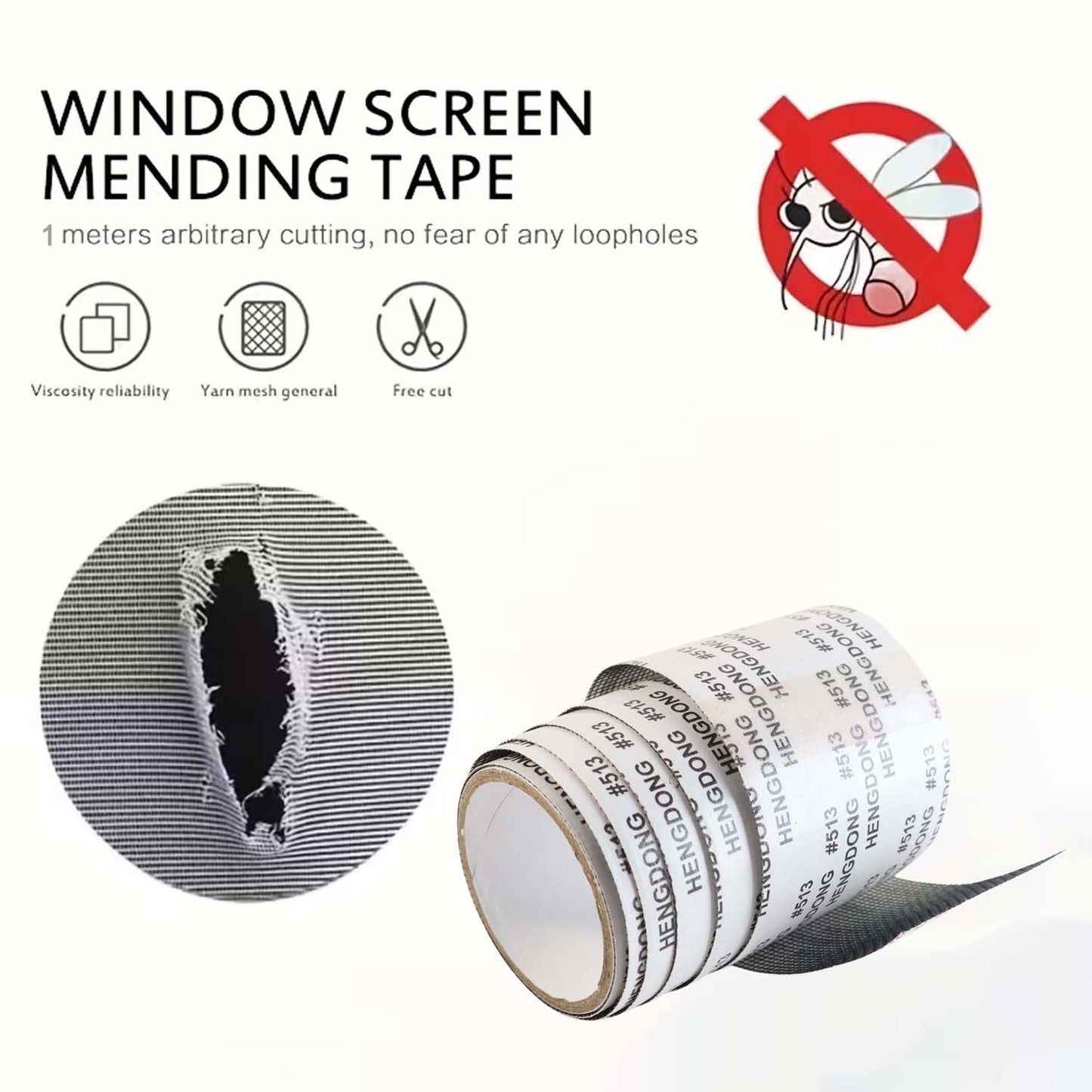 Self-Adhesive Fiberglass Window Screen Repair Tape - 5cm x 1m Patch Roll - Happy Price - Image 3