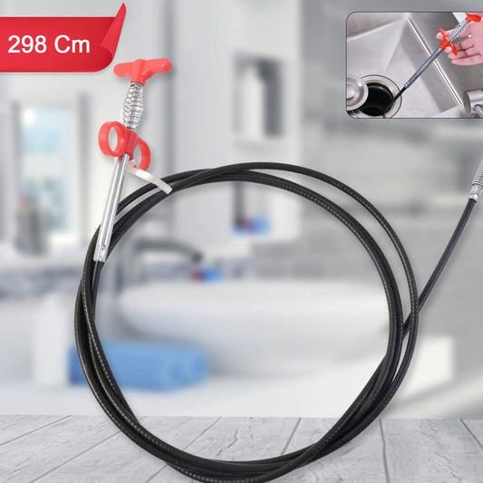 Flexible Drain Cleaner Tool with Hand Grip - 298 cm Spring Pipe Unblocker (1 Pc) - Happy Price - Image 1